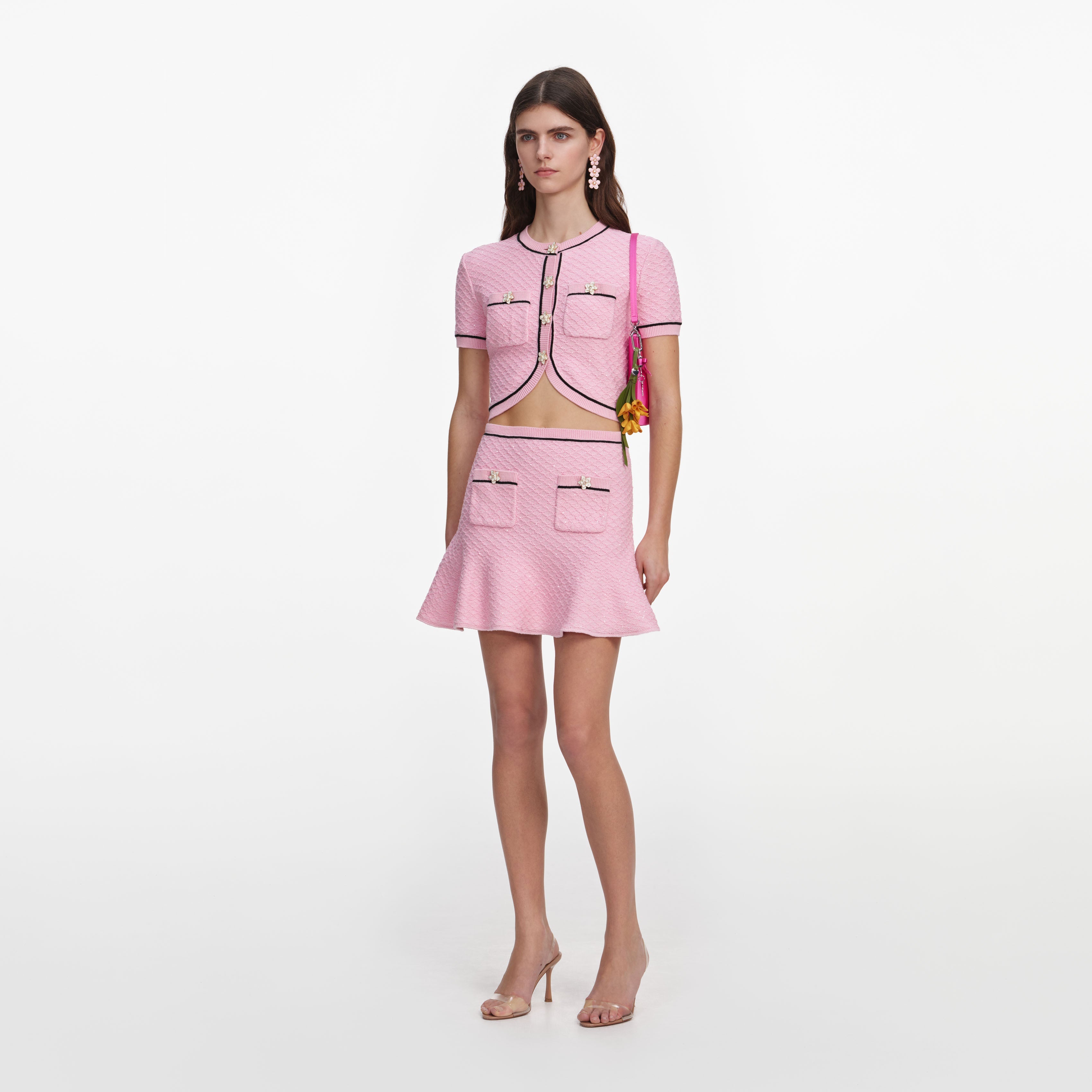 Pink Flower Knit Mini Skirt – self-portrait-US
