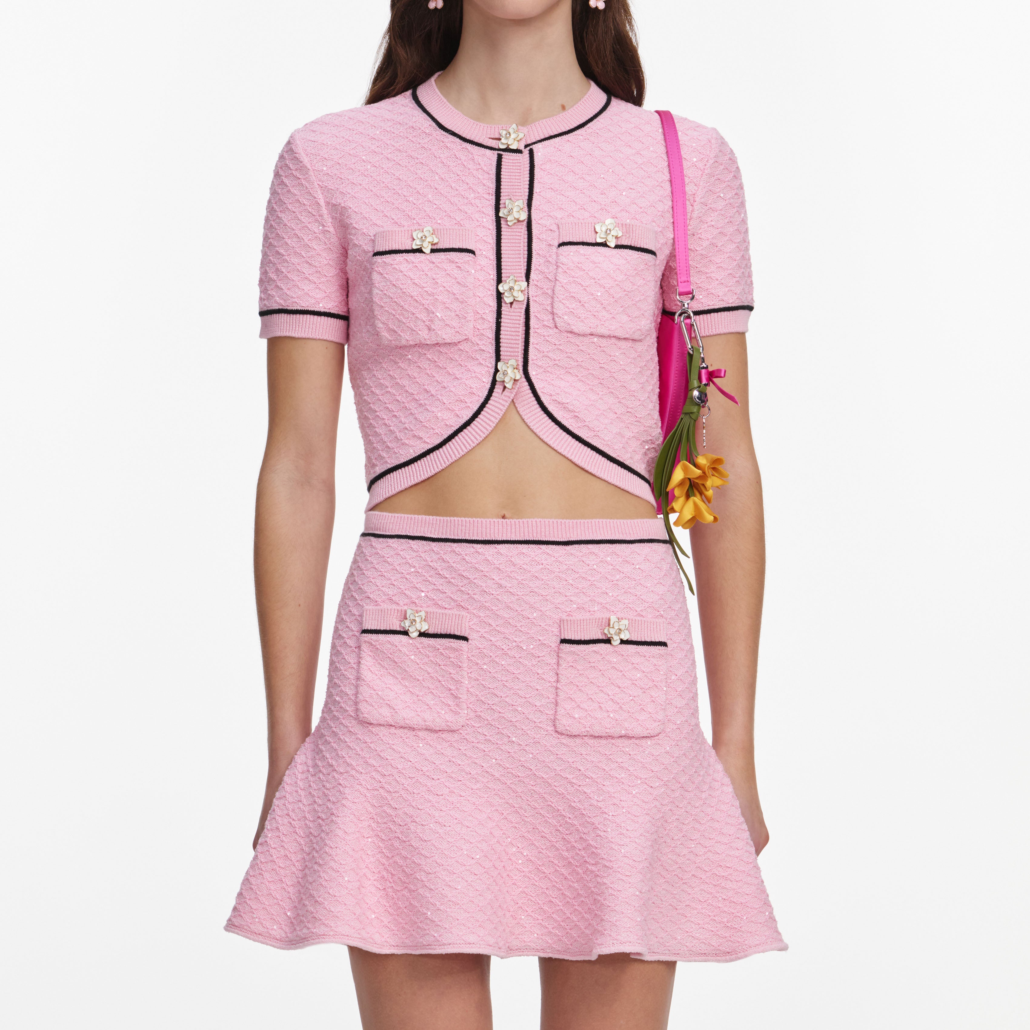 Pink Flower Knit Mini Skirt – self-portrait-US