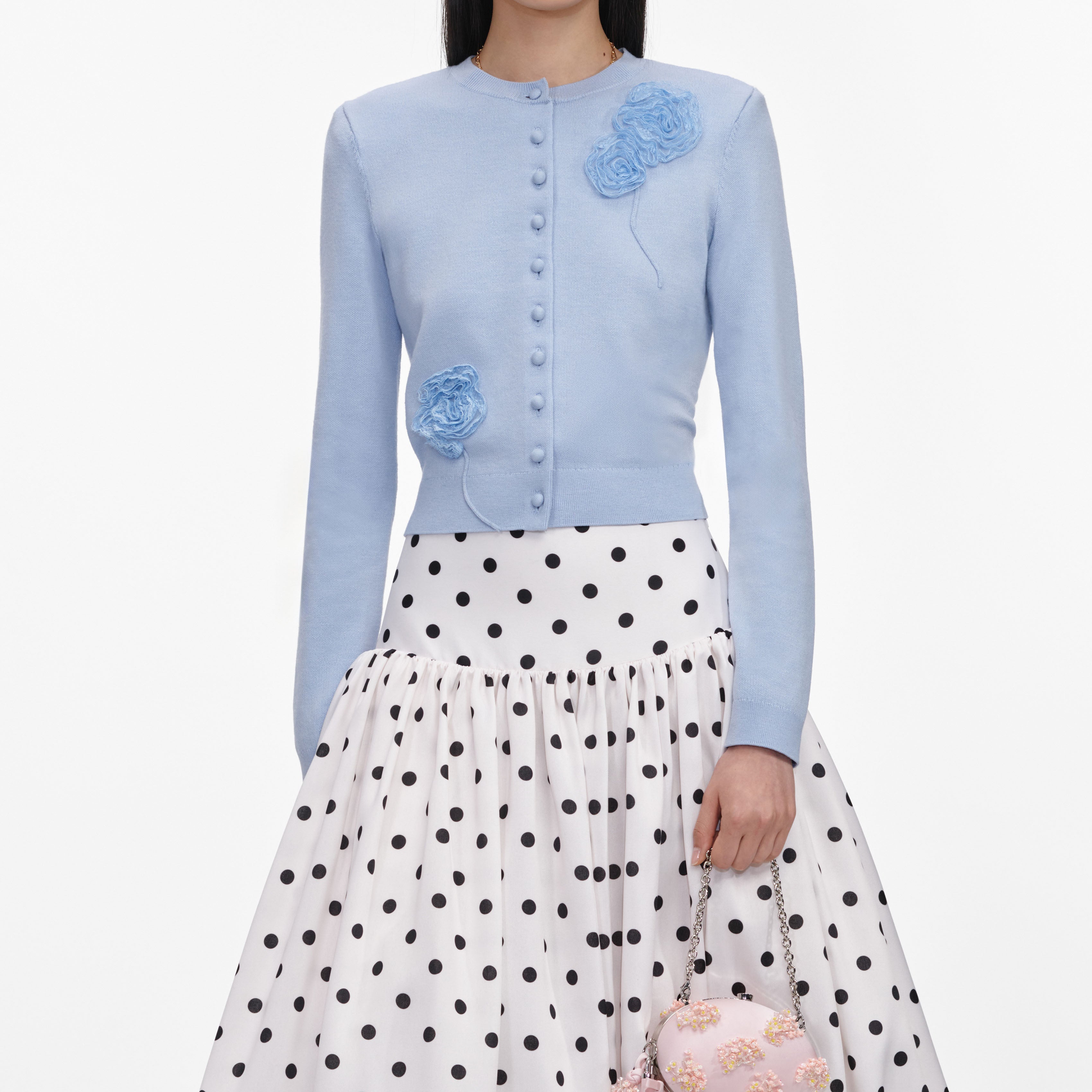Blue Flower Knit Cardigan – self-portrait-US