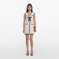White Pointelle Knit Mini Dress