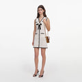 White Pointelle Knit Mini Dress