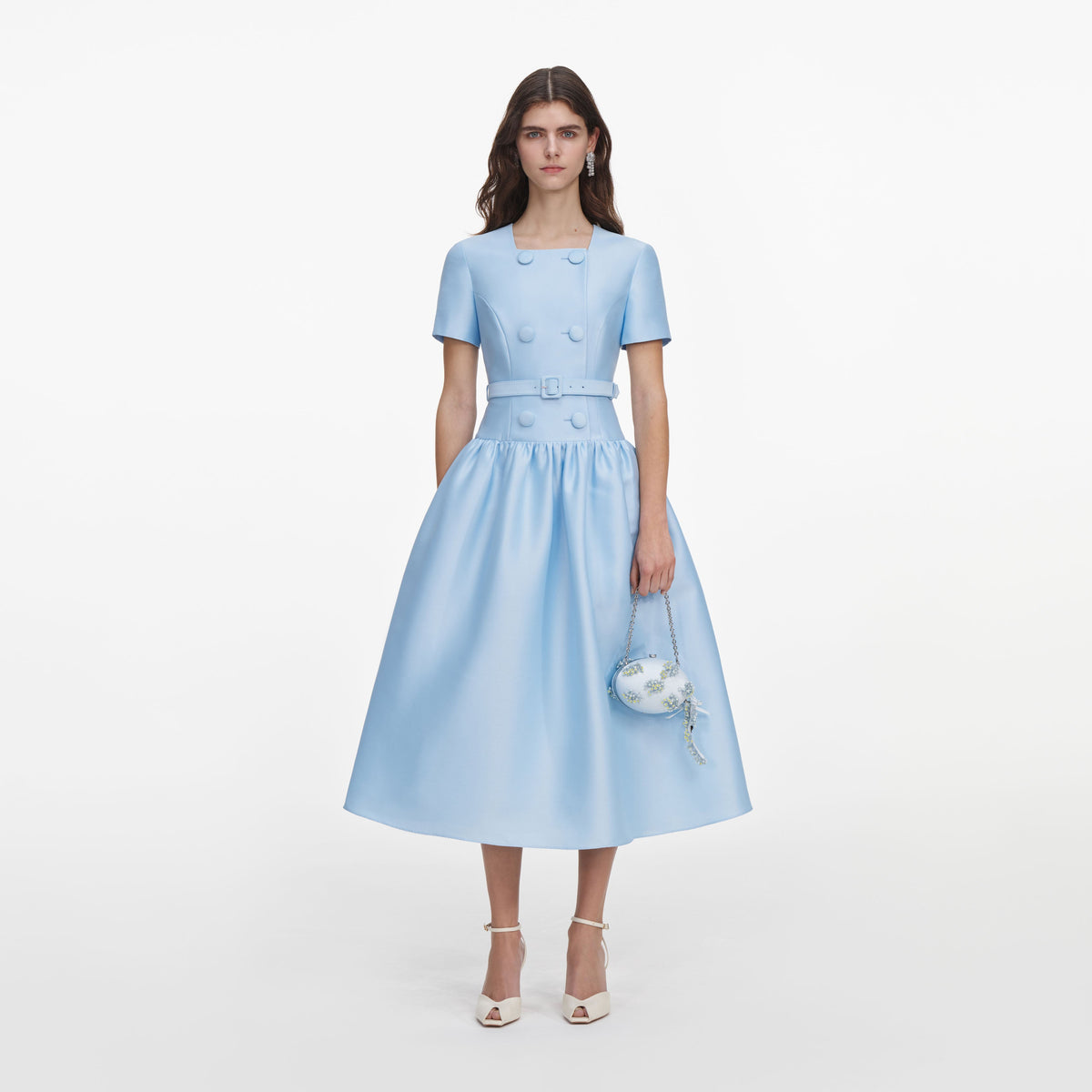 a line wedding guest dress midi Strapless A-Line Midi Dress with Deep V-Neck Wedding Guest Dress
