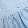 Blue Button Front Taffeta Midi Dress