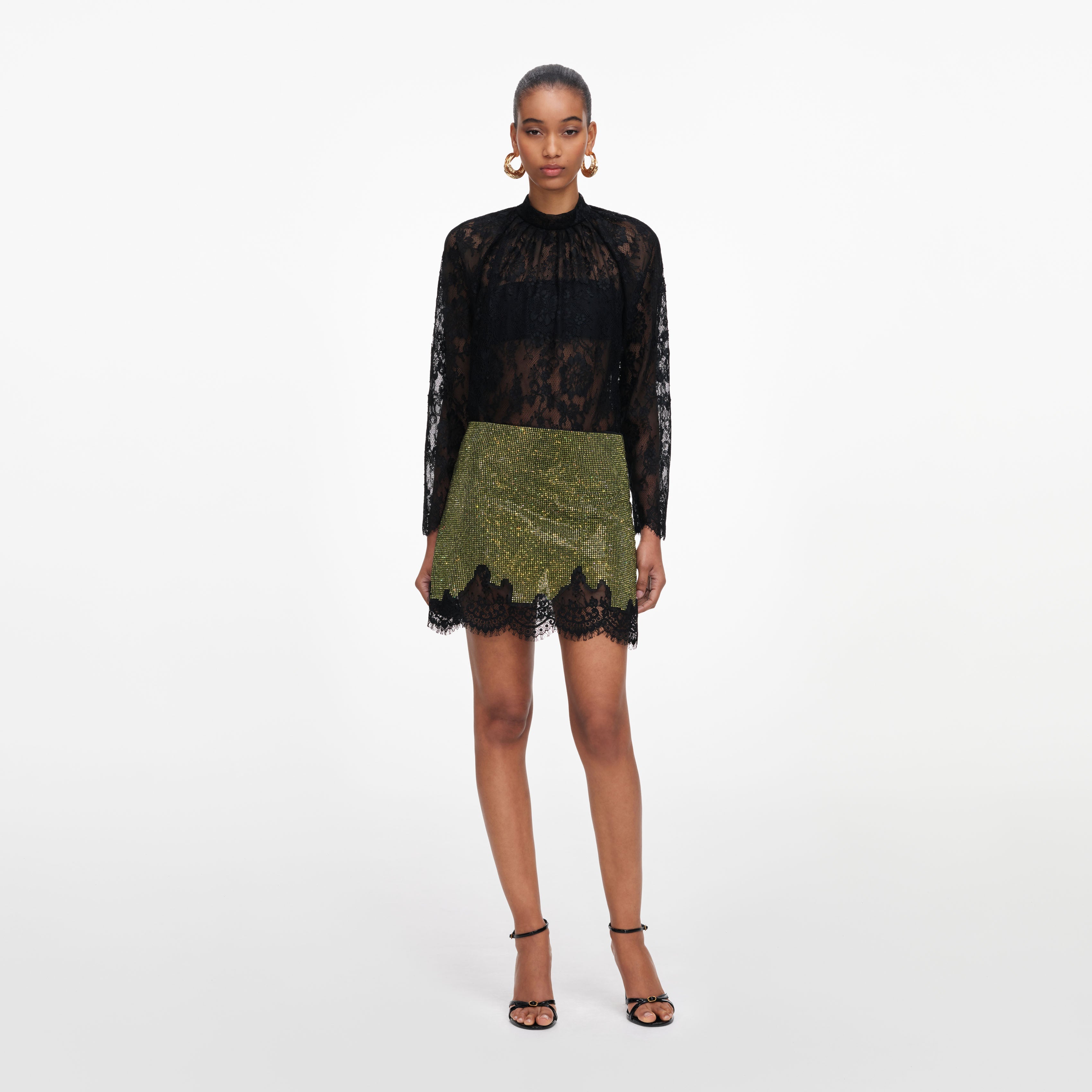 Green Crystal Chainmail Mini Skirt