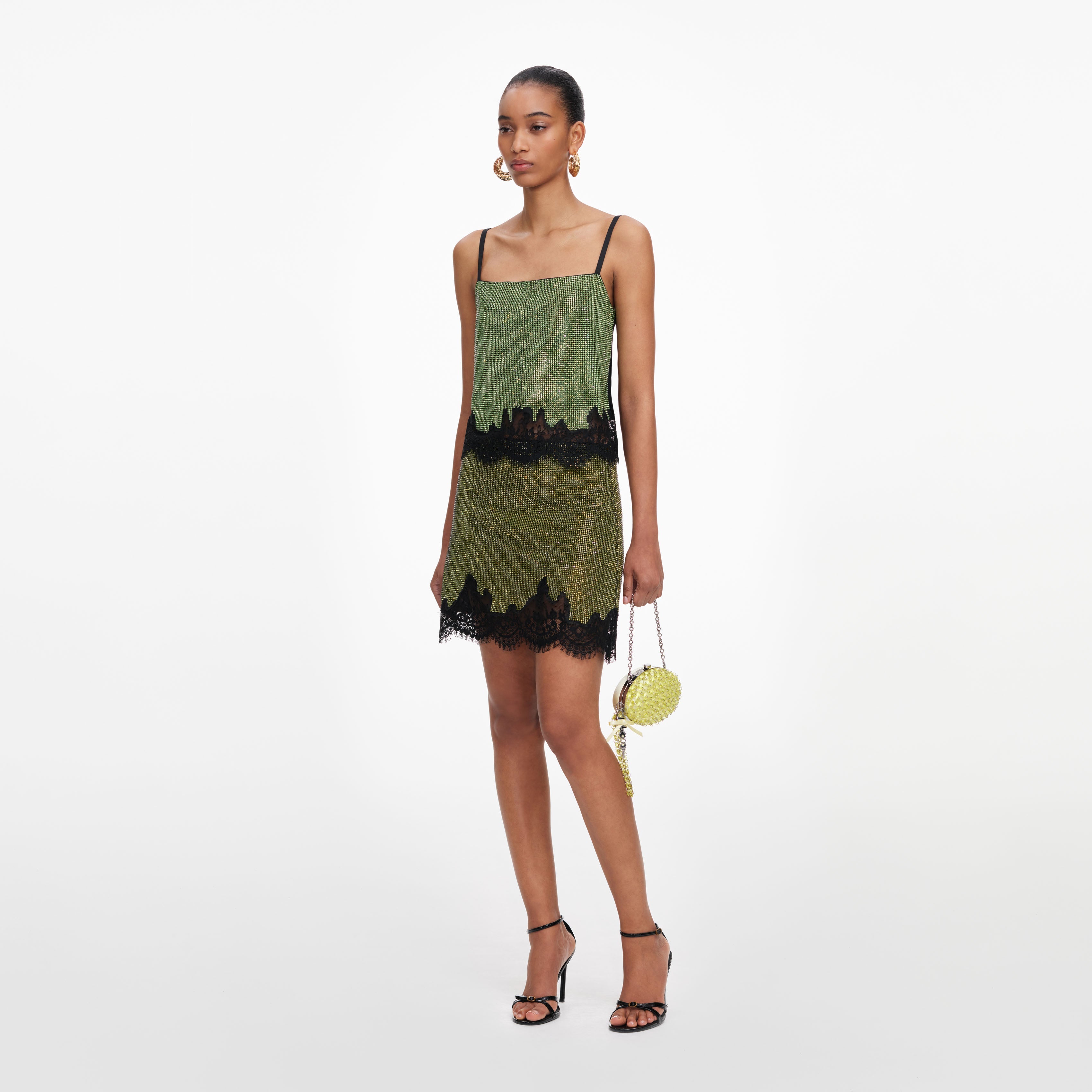 Green Crystal Chainmail Top – self-portrait-US