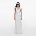 White Jersey Ruched Maxi Dress
