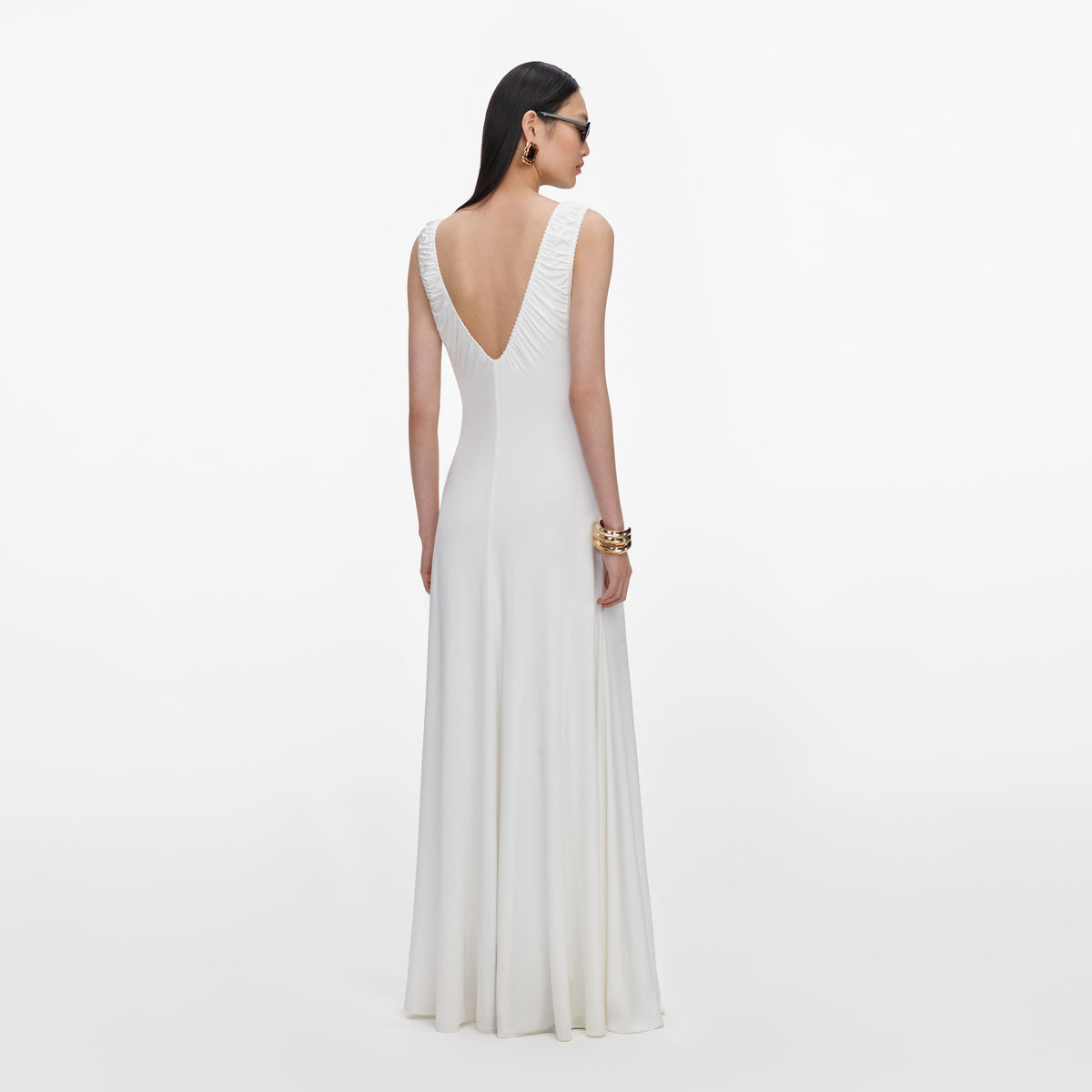 ruched jersey maxi dress Karen Millen Petite Marbled Printed Mesh Ruched Jersey Maxi Dress