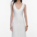 White Jersey Ruched Maxi Dress