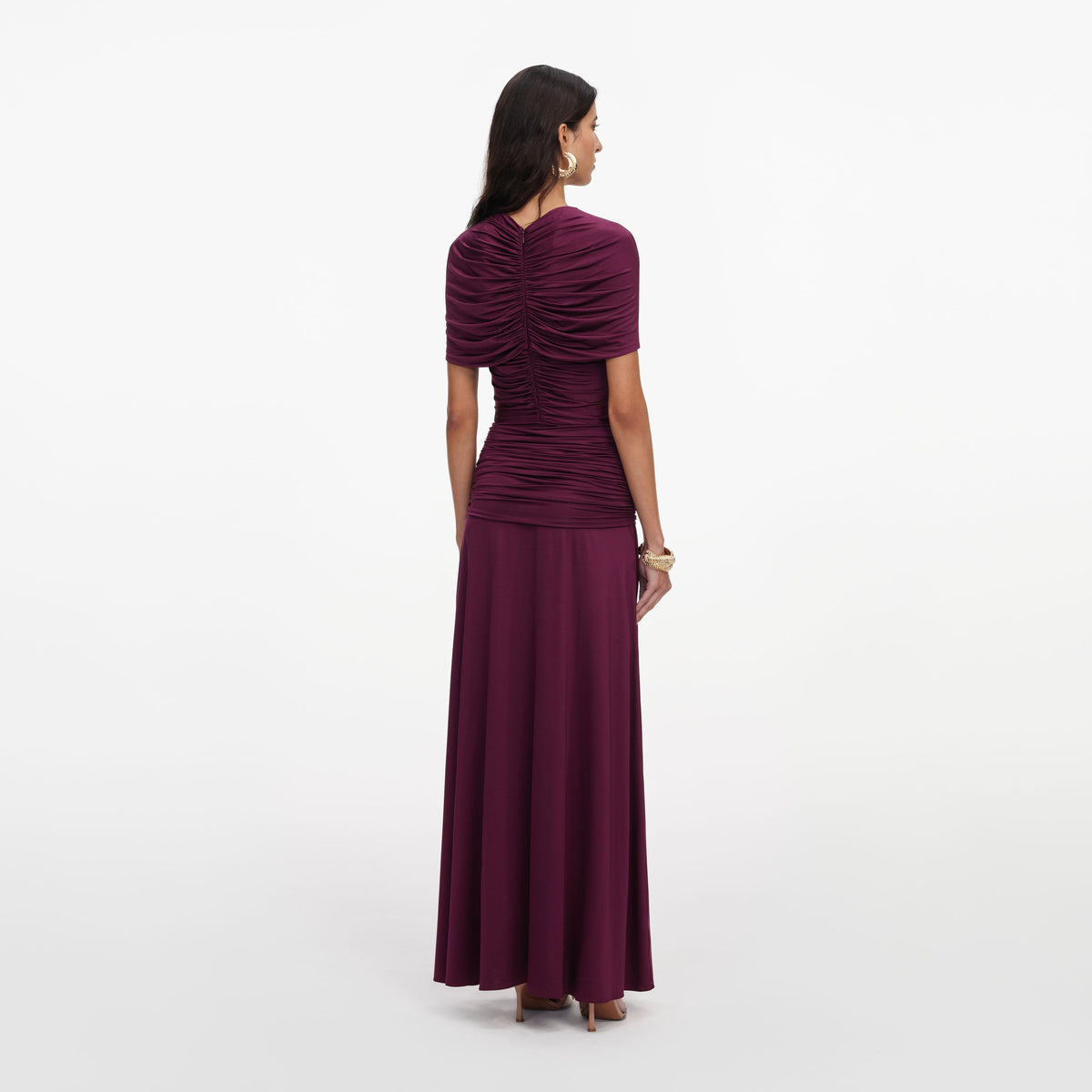 self portrait burgundy stretch crepe midi dress Black Tailored Crepe Midi Dress – self-portrait-US main image 1