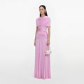Pink Jersey Gathered Maxi Dress
