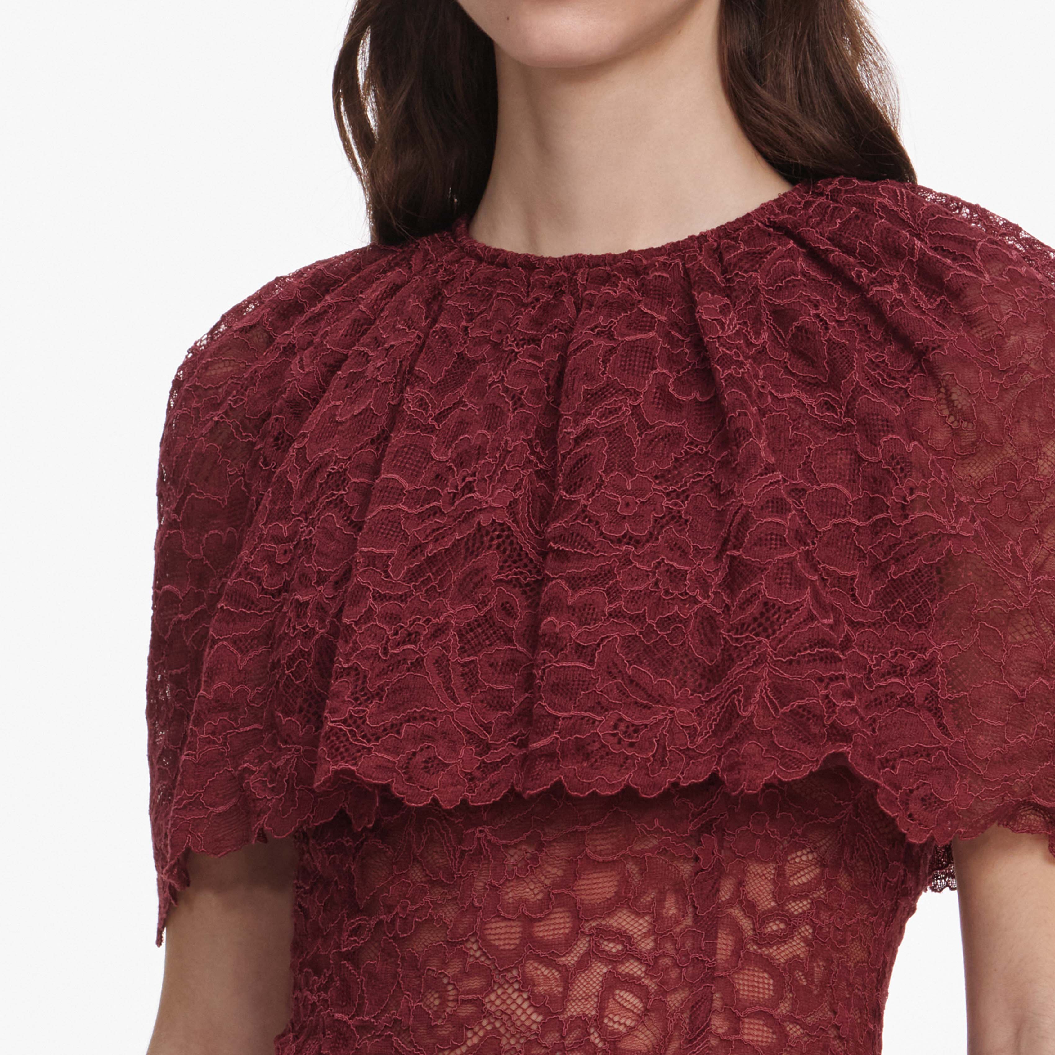 Burgundy Lace Cape Top