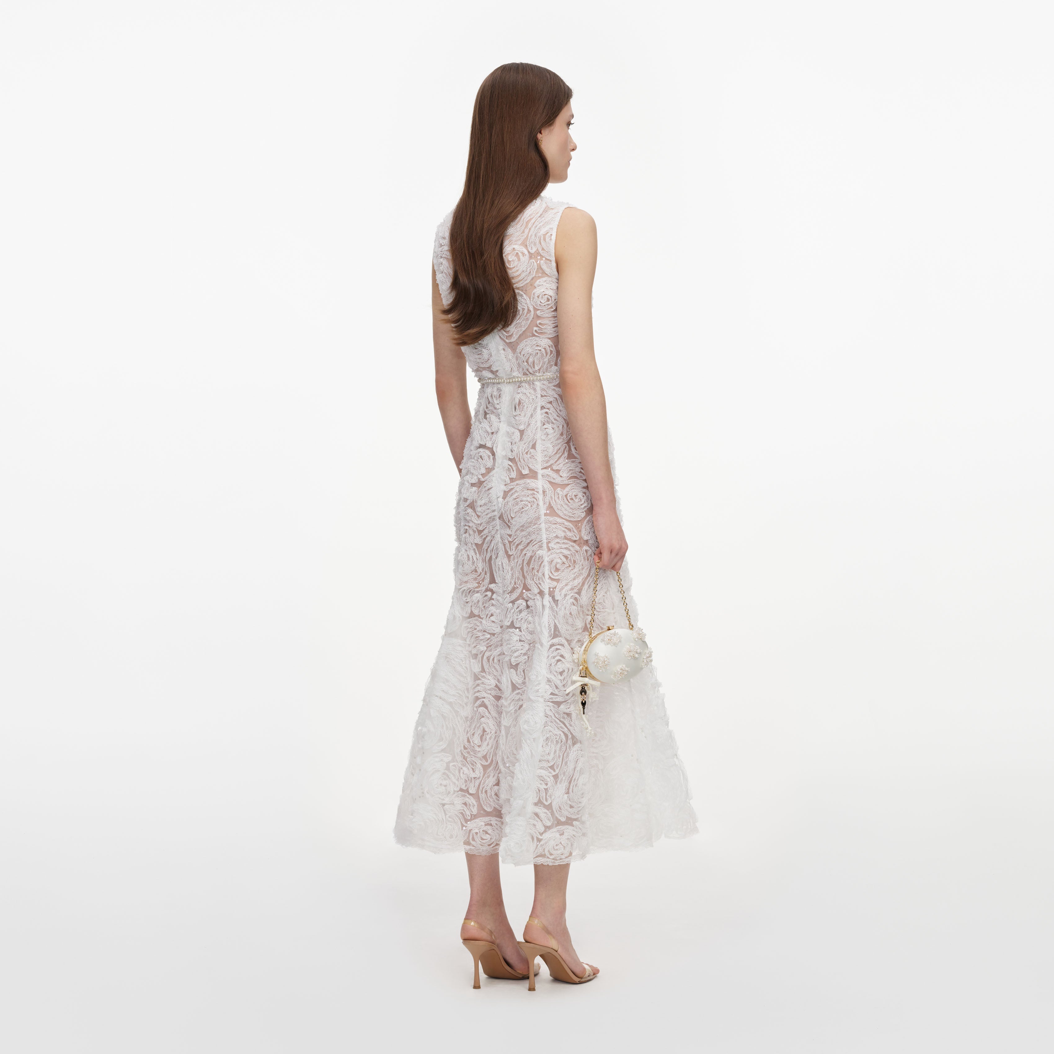 White Tulle Lace Midi Dress – self-portrait-US