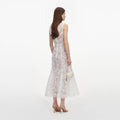 White Tulle Lace Midi Dress