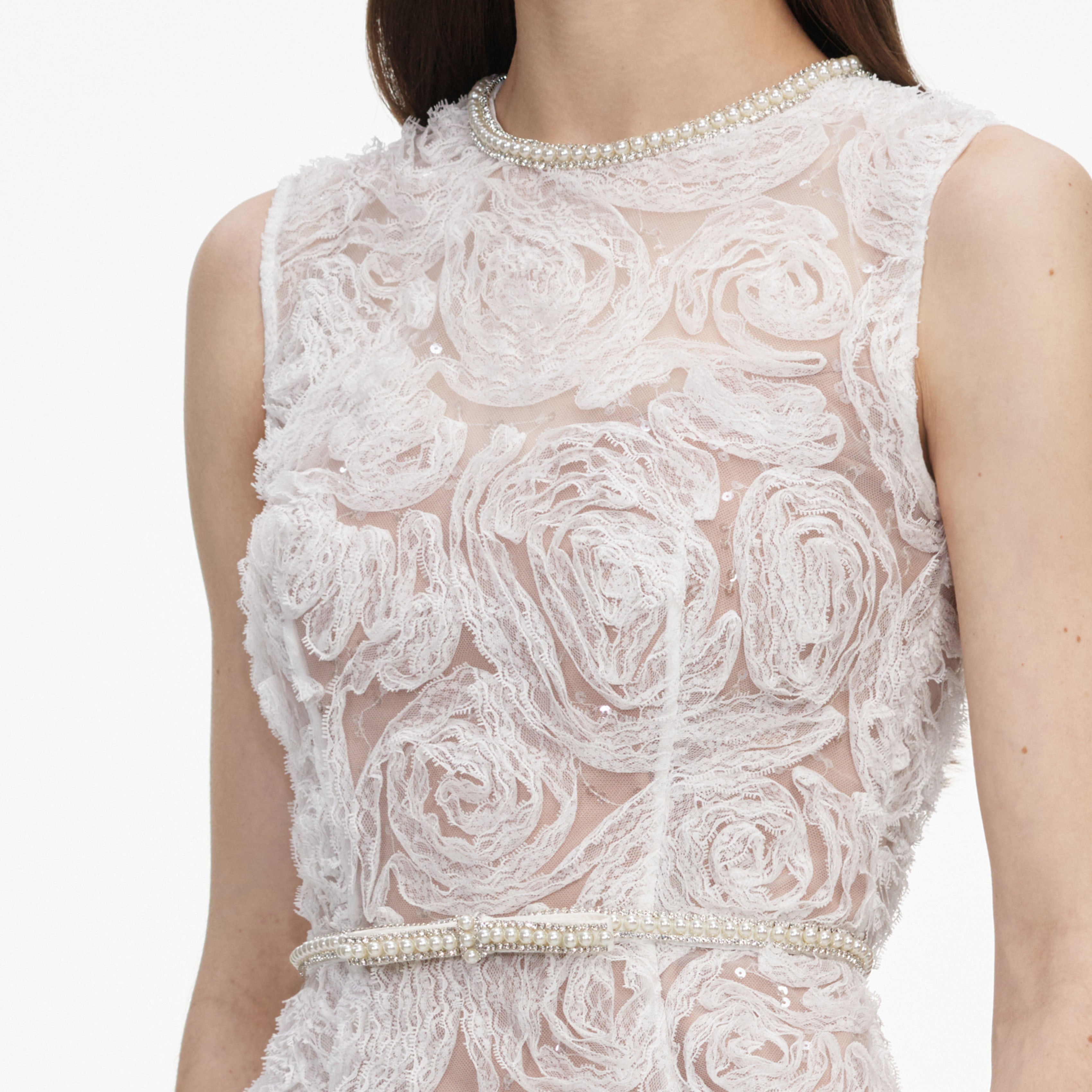 White Tulle Lace Midi Dress – self-portrait-US