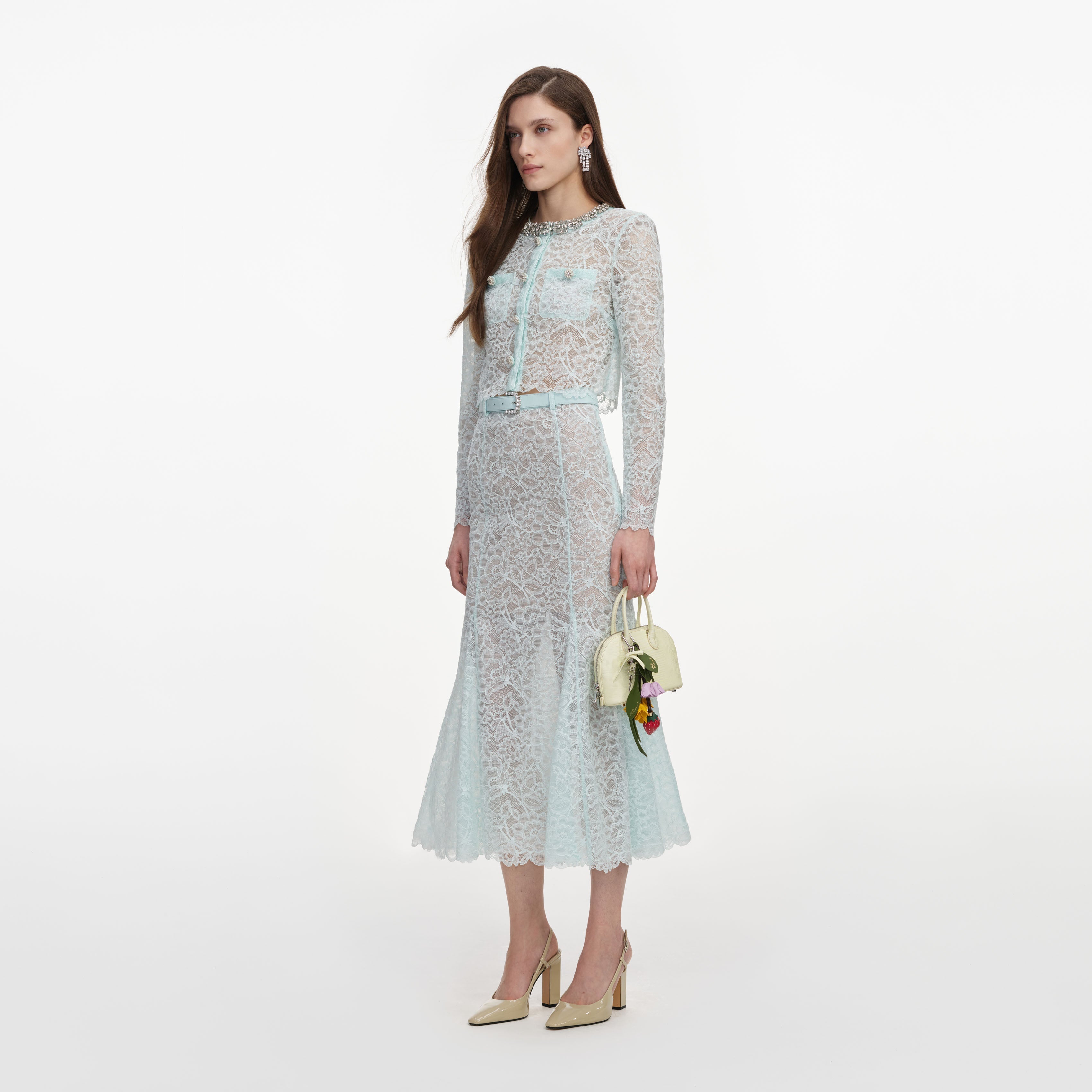 Mint Lace Midi Skirt