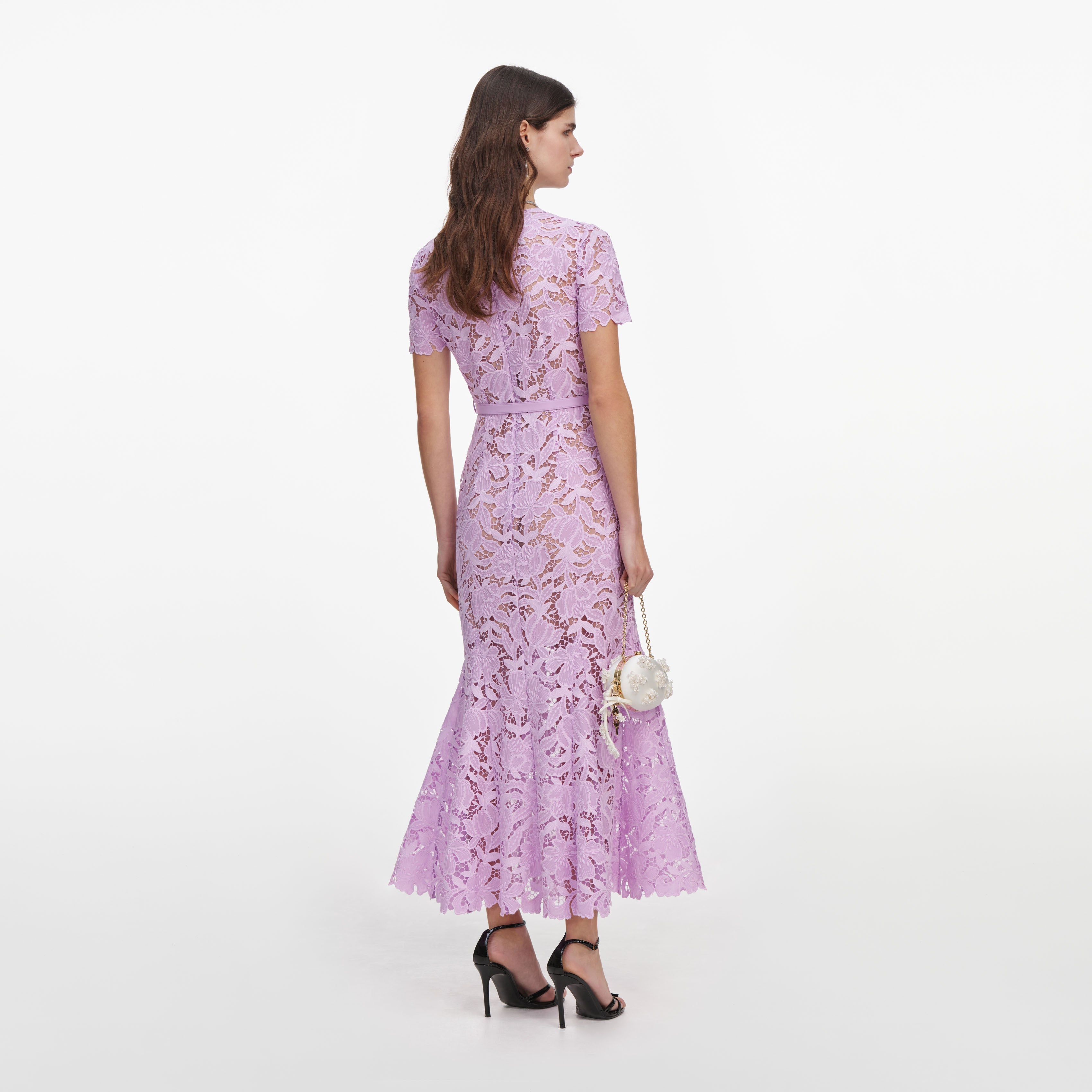Lilac Lace Midi Dress – self-portrait-US