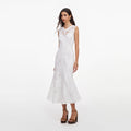 White Ramie Sleeveless Midi Dress