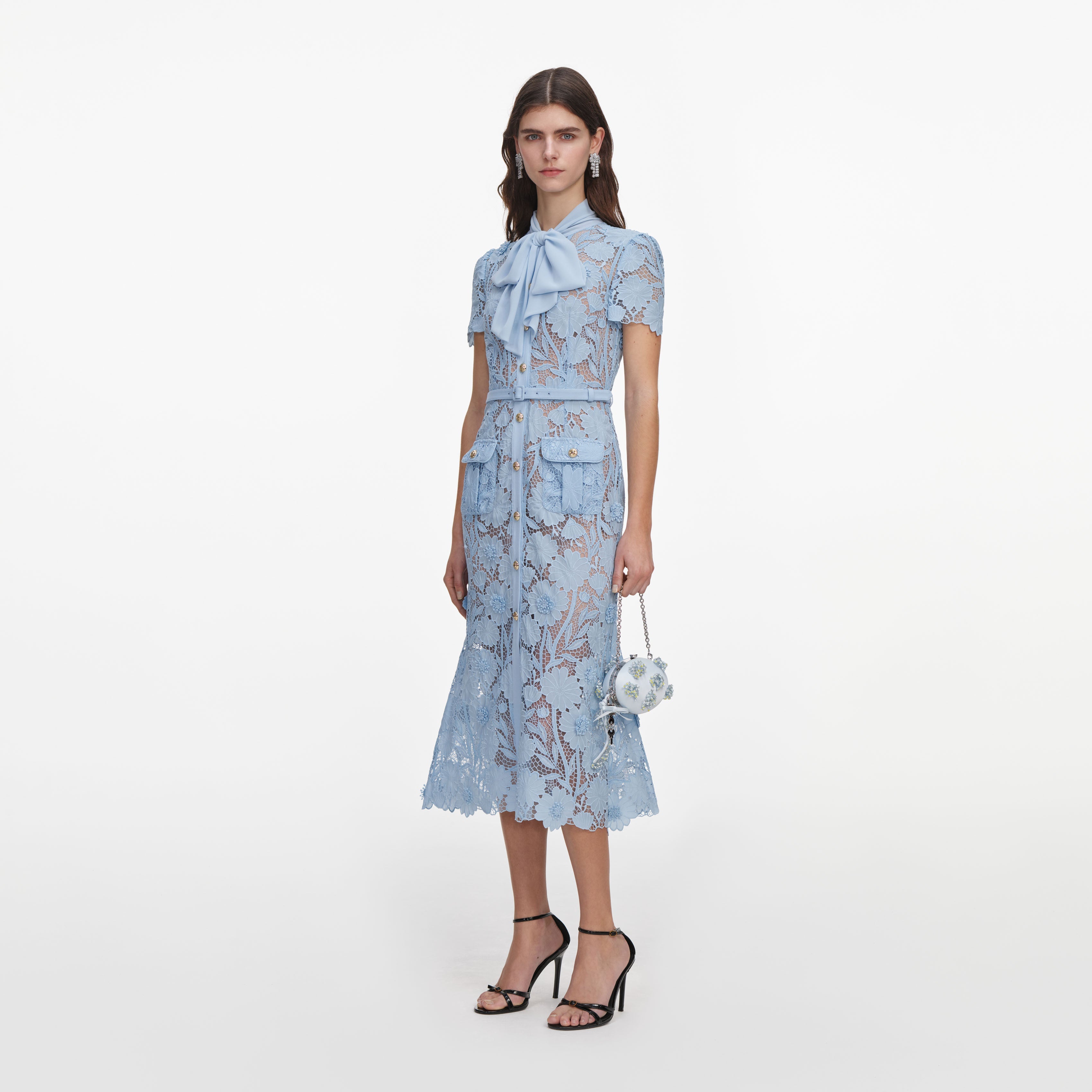 スーツ・フォーマル・ドレス Self-portrait/BLUE GUIPURE LACE DRESS Blue Guipure Lace Midi Dress – self-portrait-US