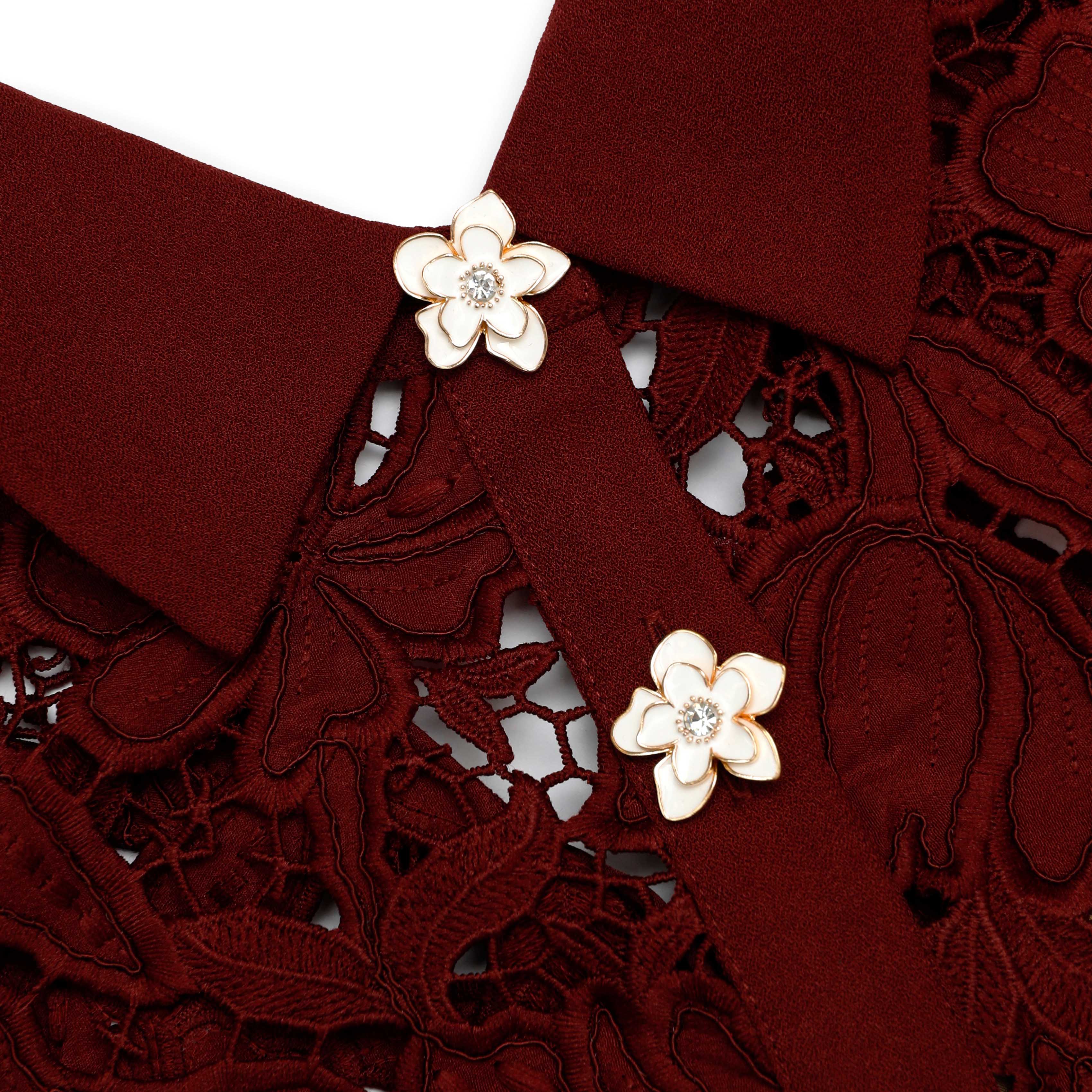 self-portrait - Burgundy Lace Mini Dress - US 10 self-portrait - Burgundy Lace Mini Dress - US 10
