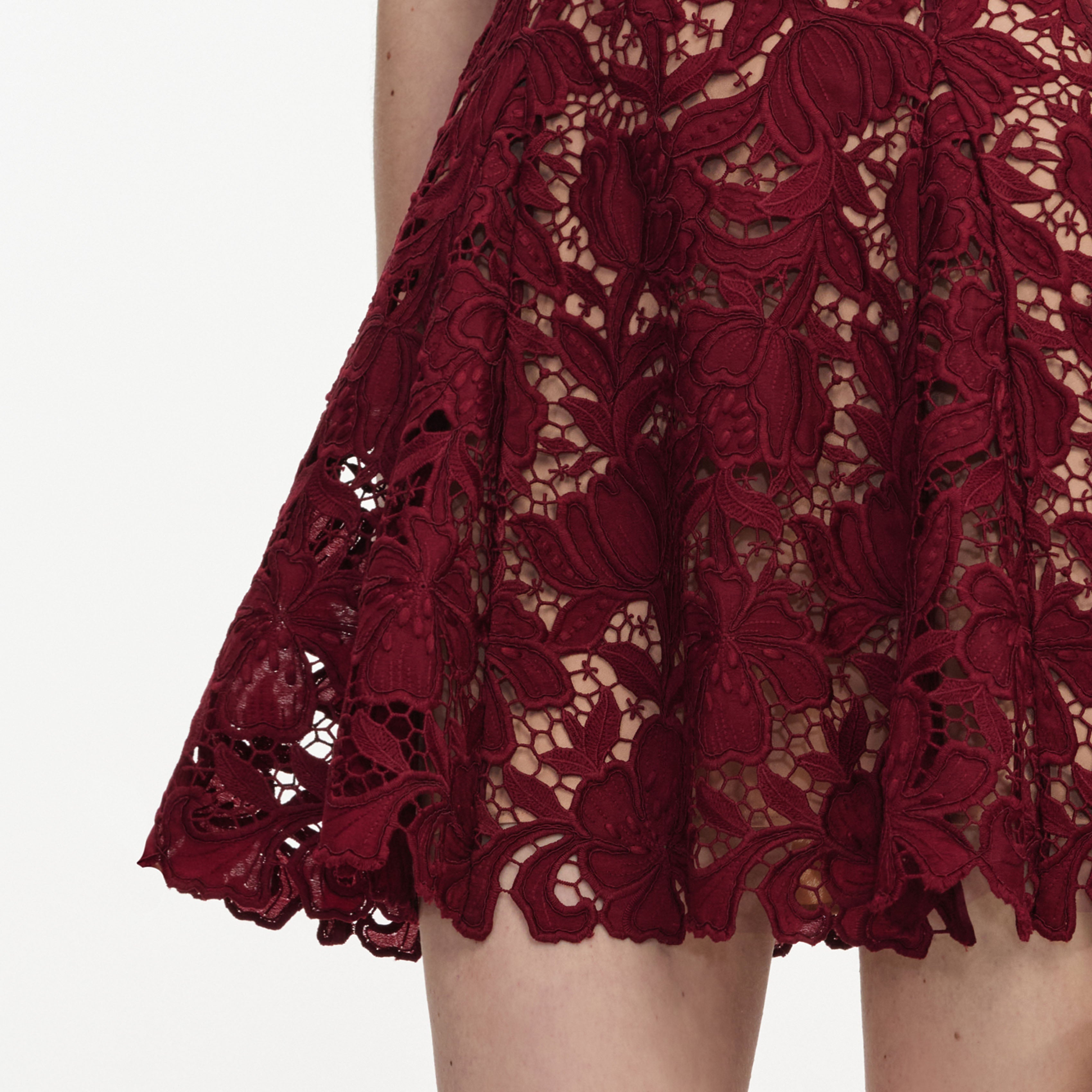 self-portrait - Burgundy Lace Mini Dress