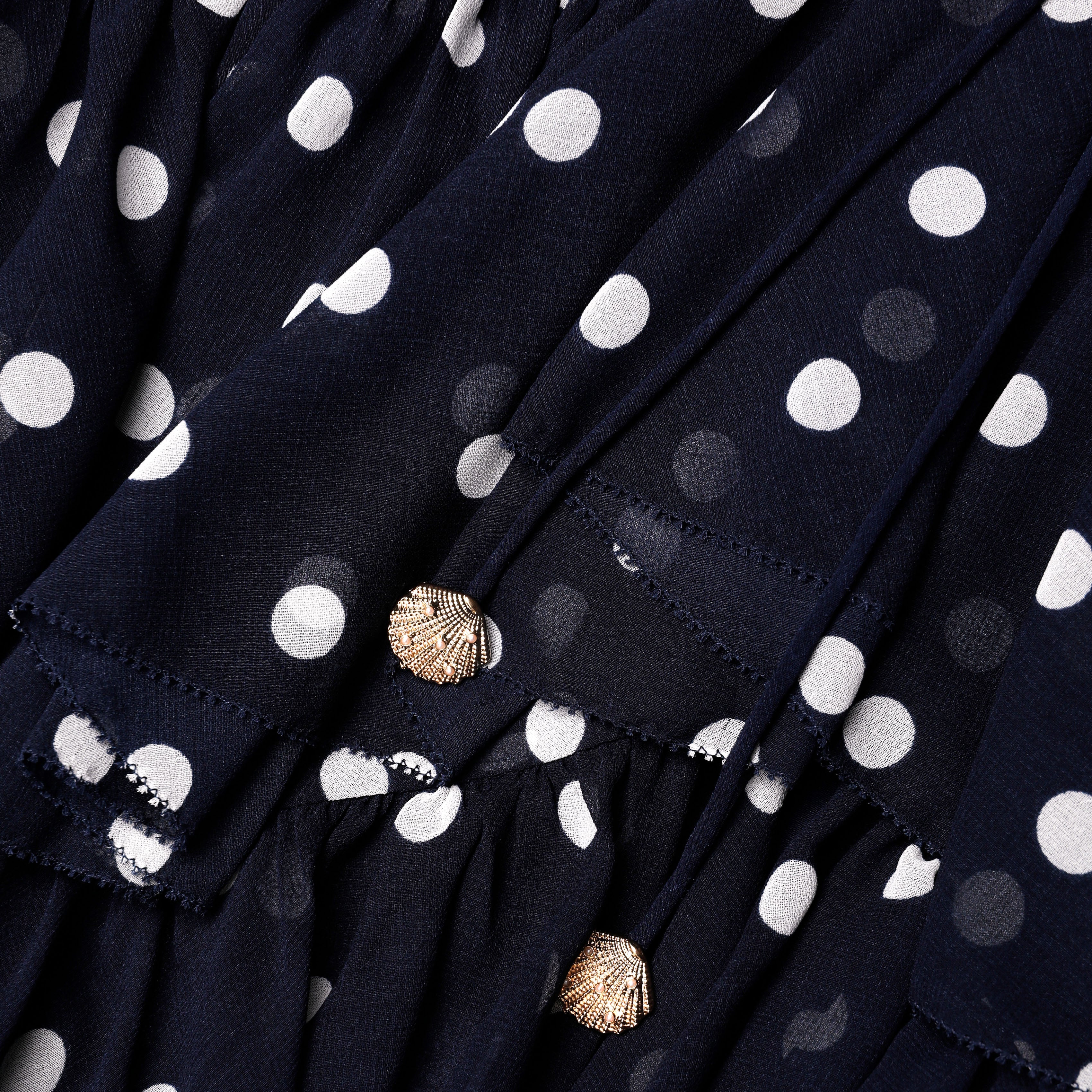 self-portrait - Polka Dot Georgette Ruffle Maxi Dress