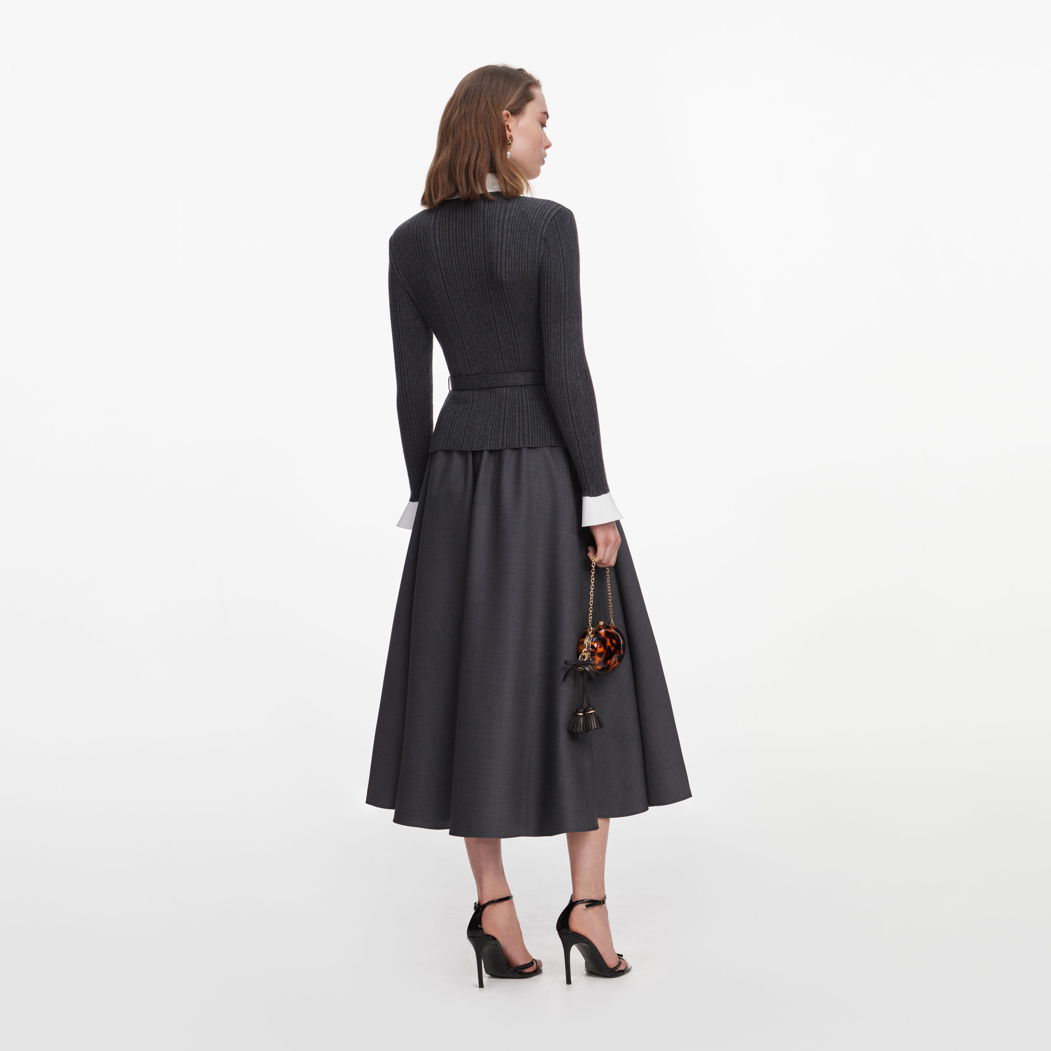Grey Knit Twill Midi Dress – self-portrait-US