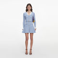 Blue Ribbed Knit Mini Dress