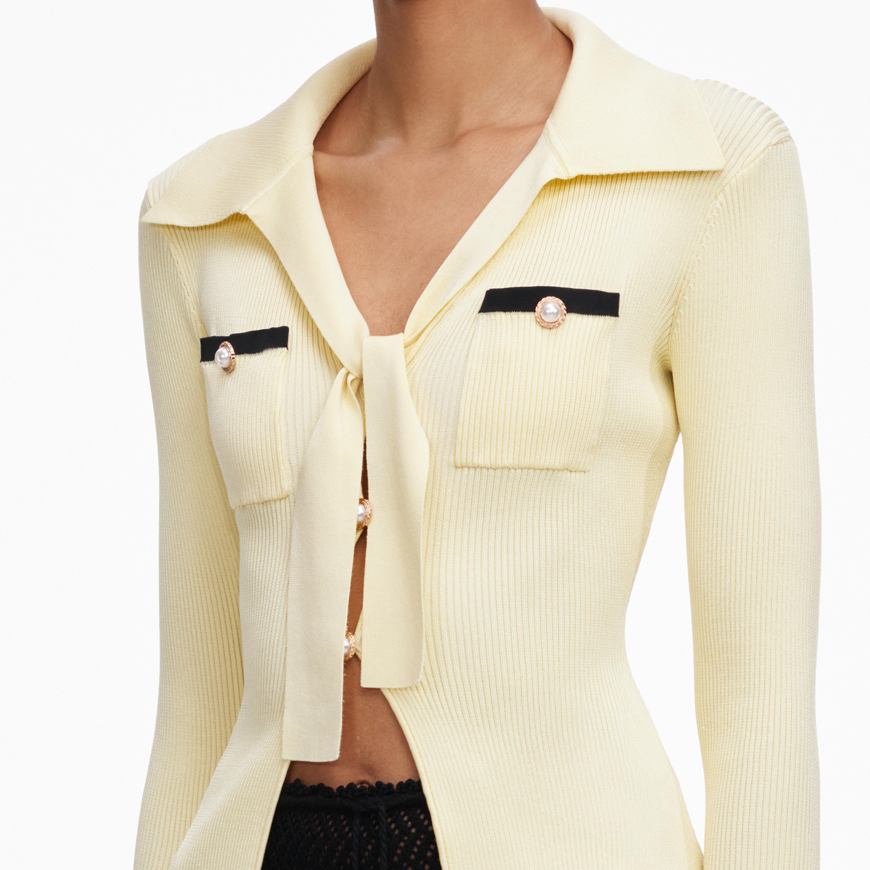 Yellow Viscose Knit Tie Top – self-portrait-US