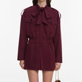 Plum Twill Tie Neck Playsuit
