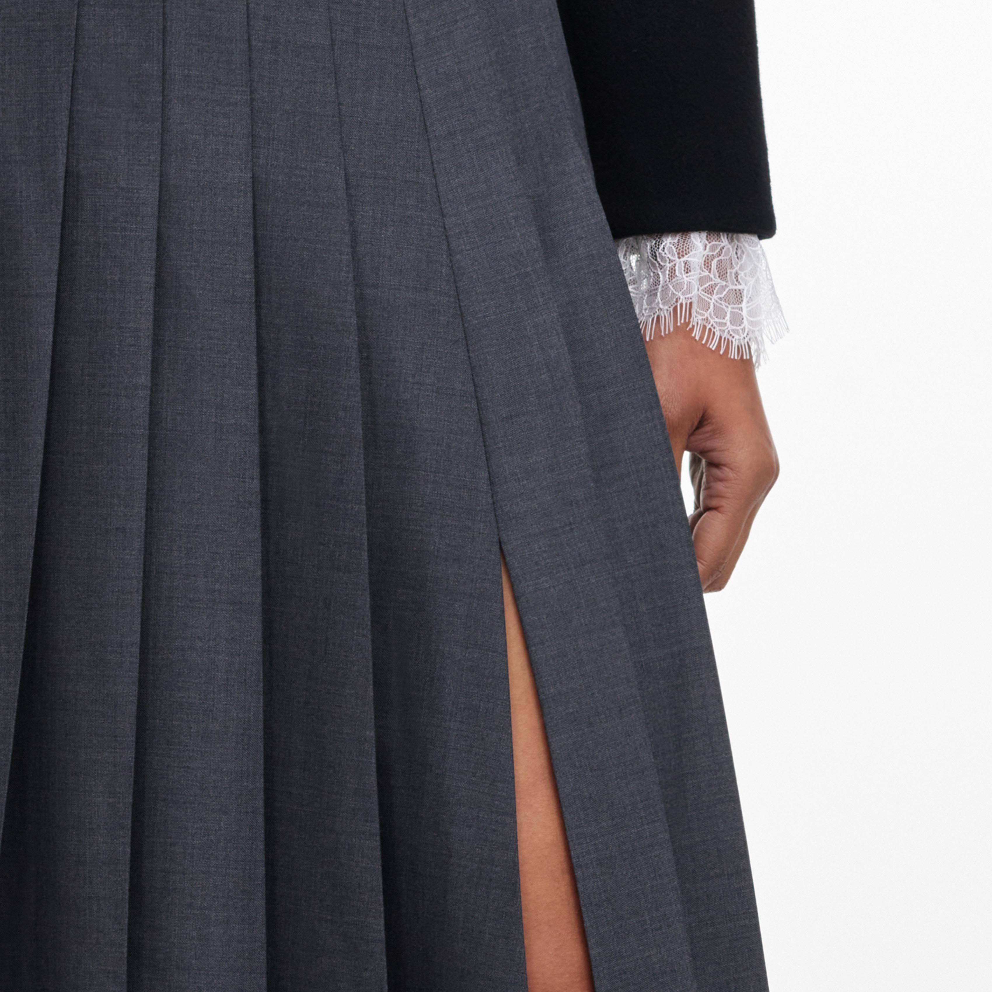 Grey Pleated Maxi Skirt