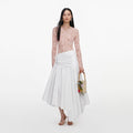 White Cotton Asymmetric Midi Skirt