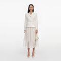 Cream Boucle Shawl Collared Midi Dress