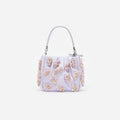 Lilac Satin Floral Beaded Tote Bag