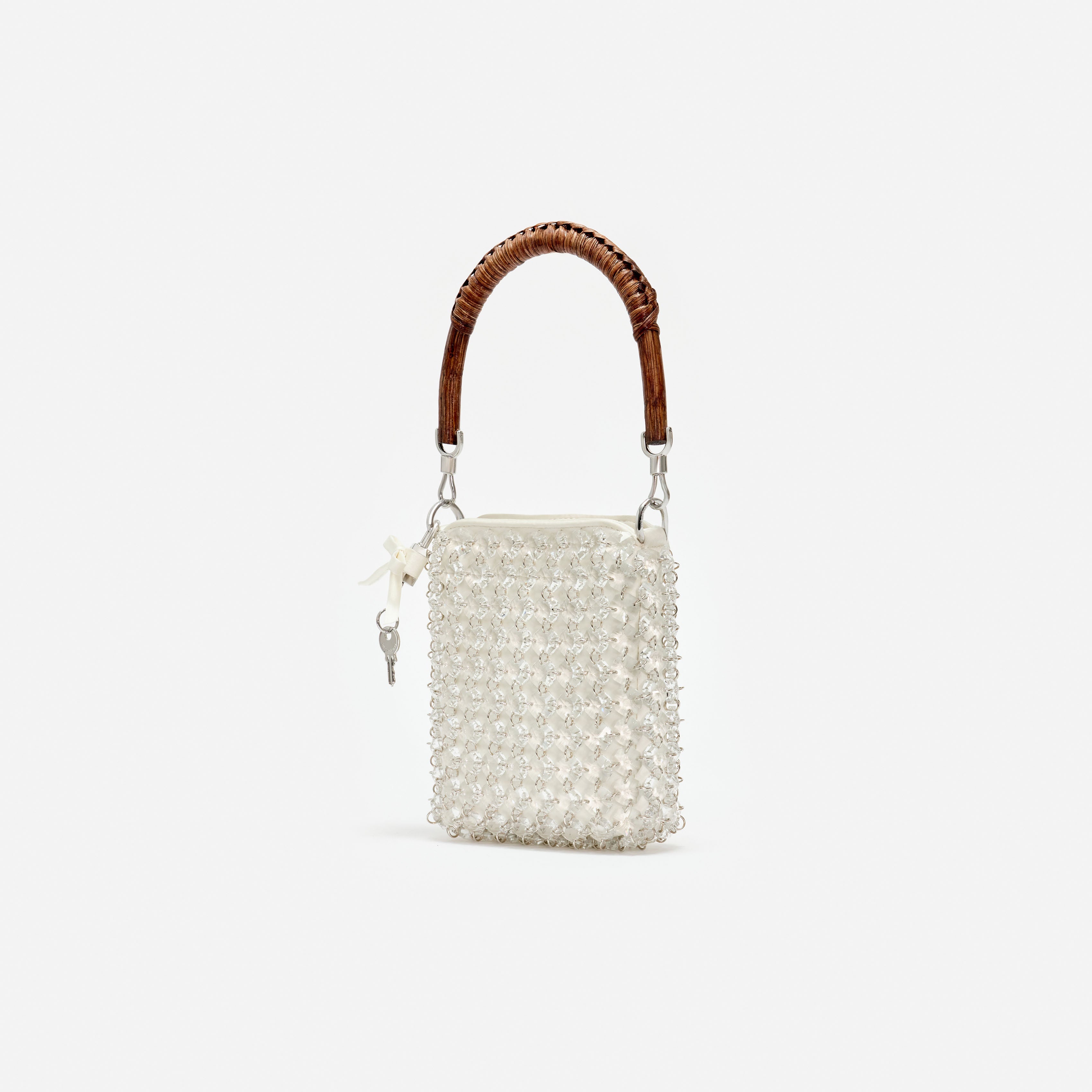 self portrait バッグ Cream Crystal Chain Mini Tote Bag – self-portrait-US