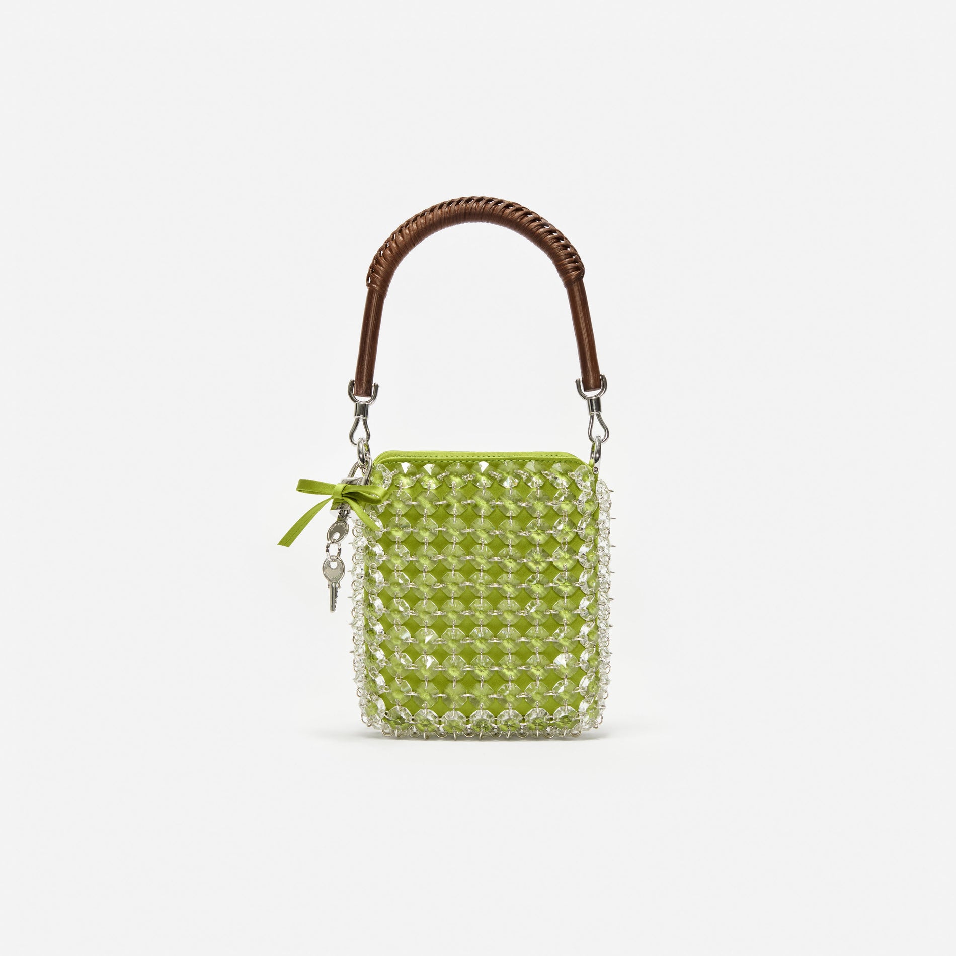 Green Crystal Chain Mini Tote Bag