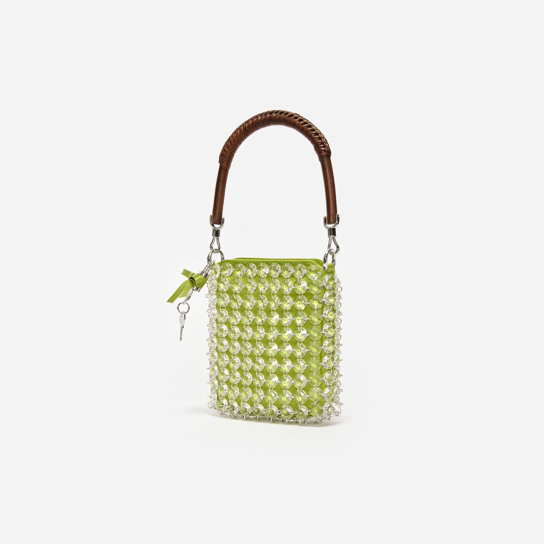 Green Crystal Chain Mini Tote Bag