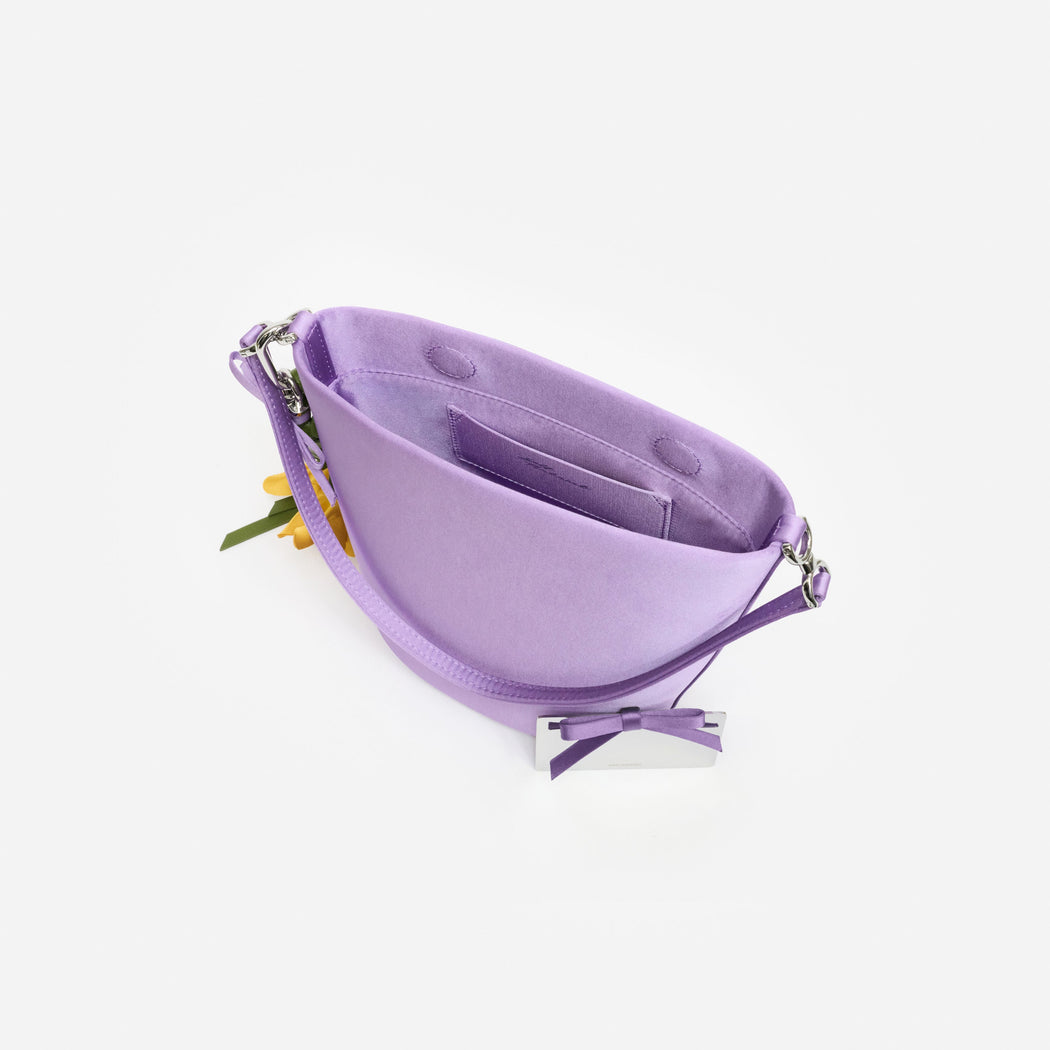 Lilac purple handbag with a small bow detail