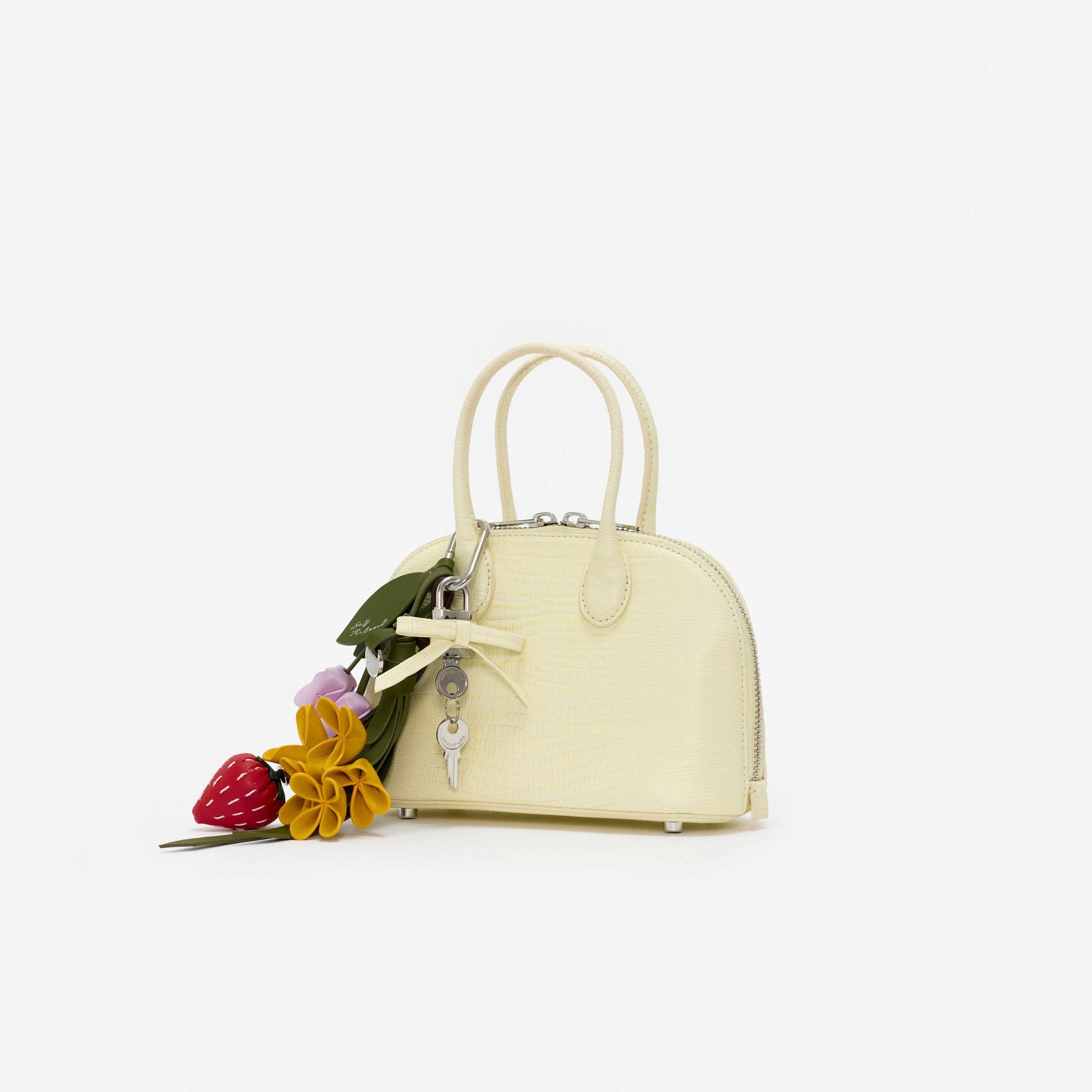 Lizard Effect Leather Toast Yellow Mini Bag