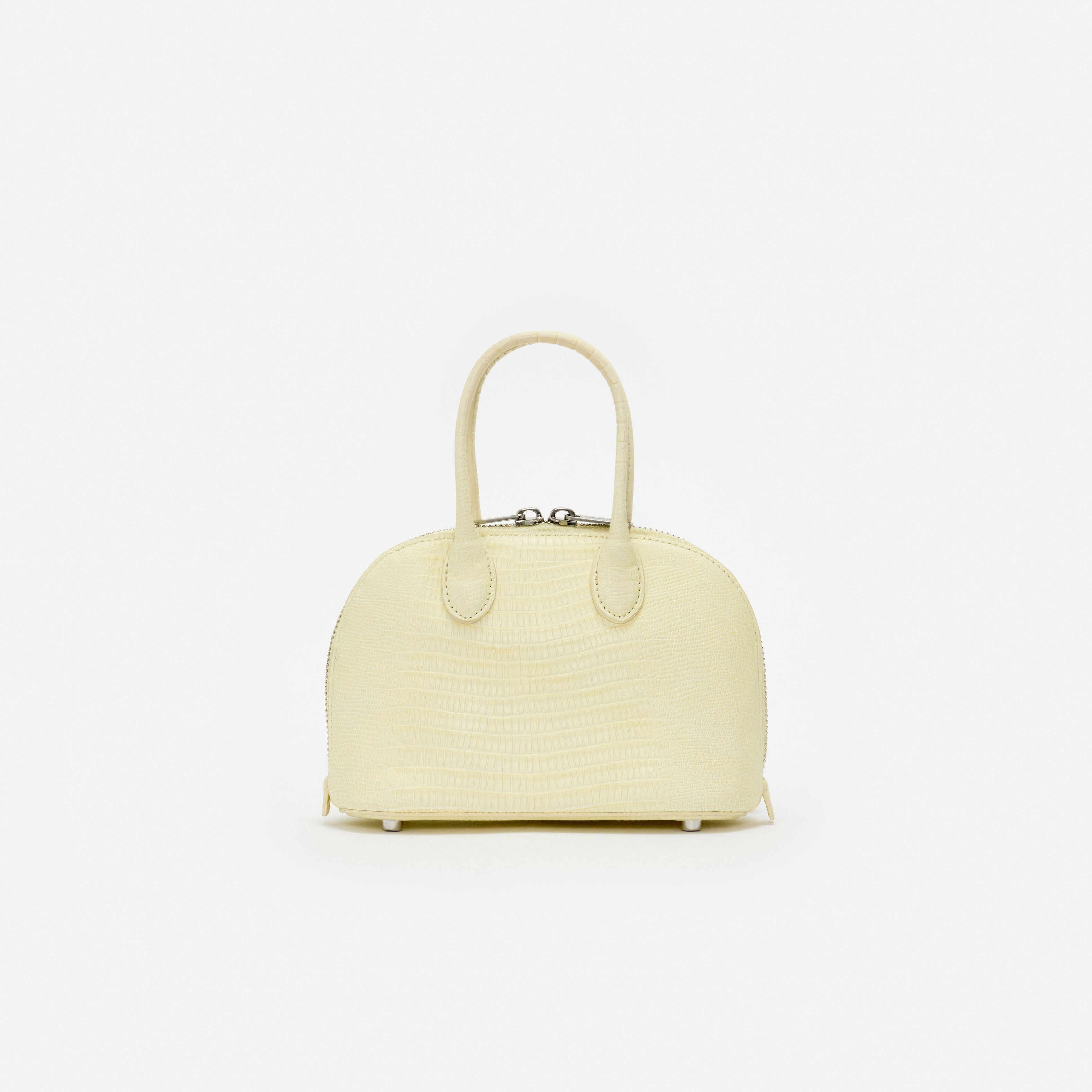Lizard Effect Leather Toast Yellow Mini Bag