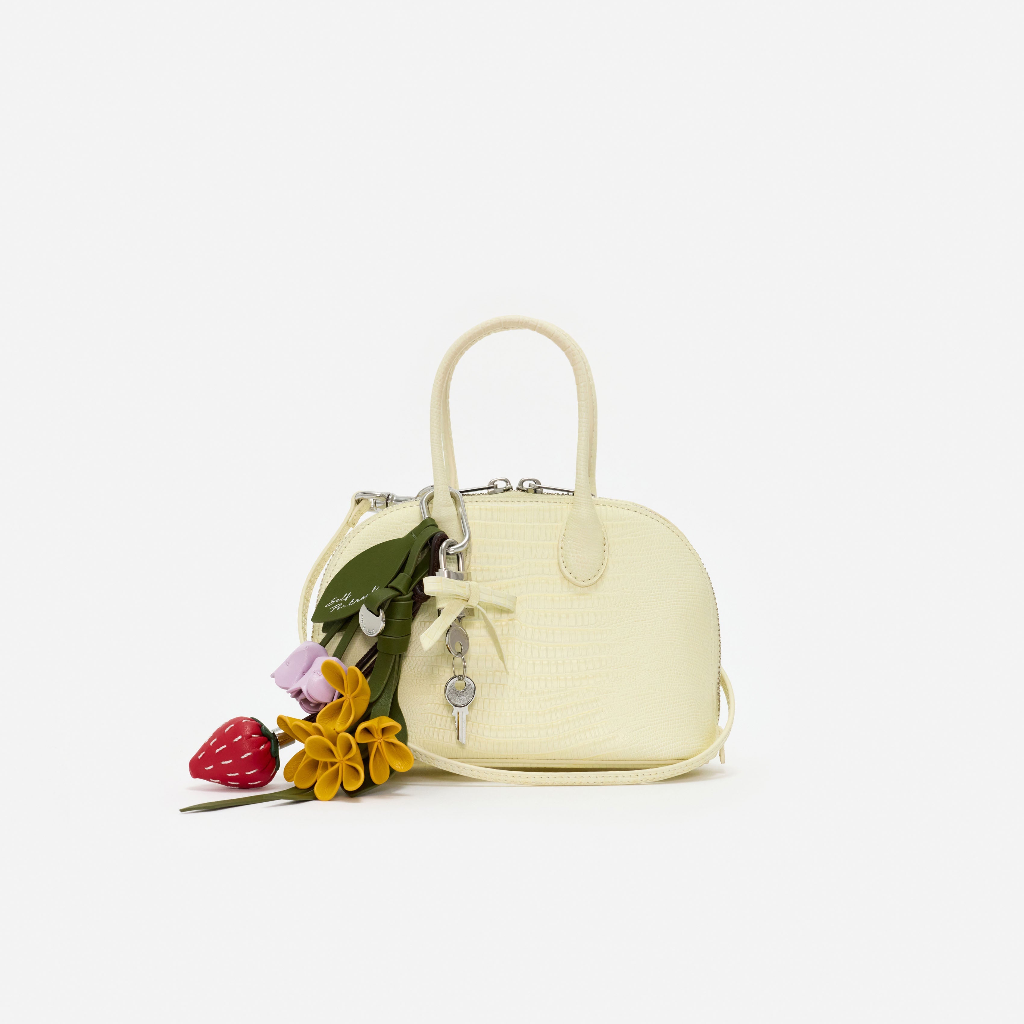 Lizard Effect Leather Toast Yellow Mini Bag