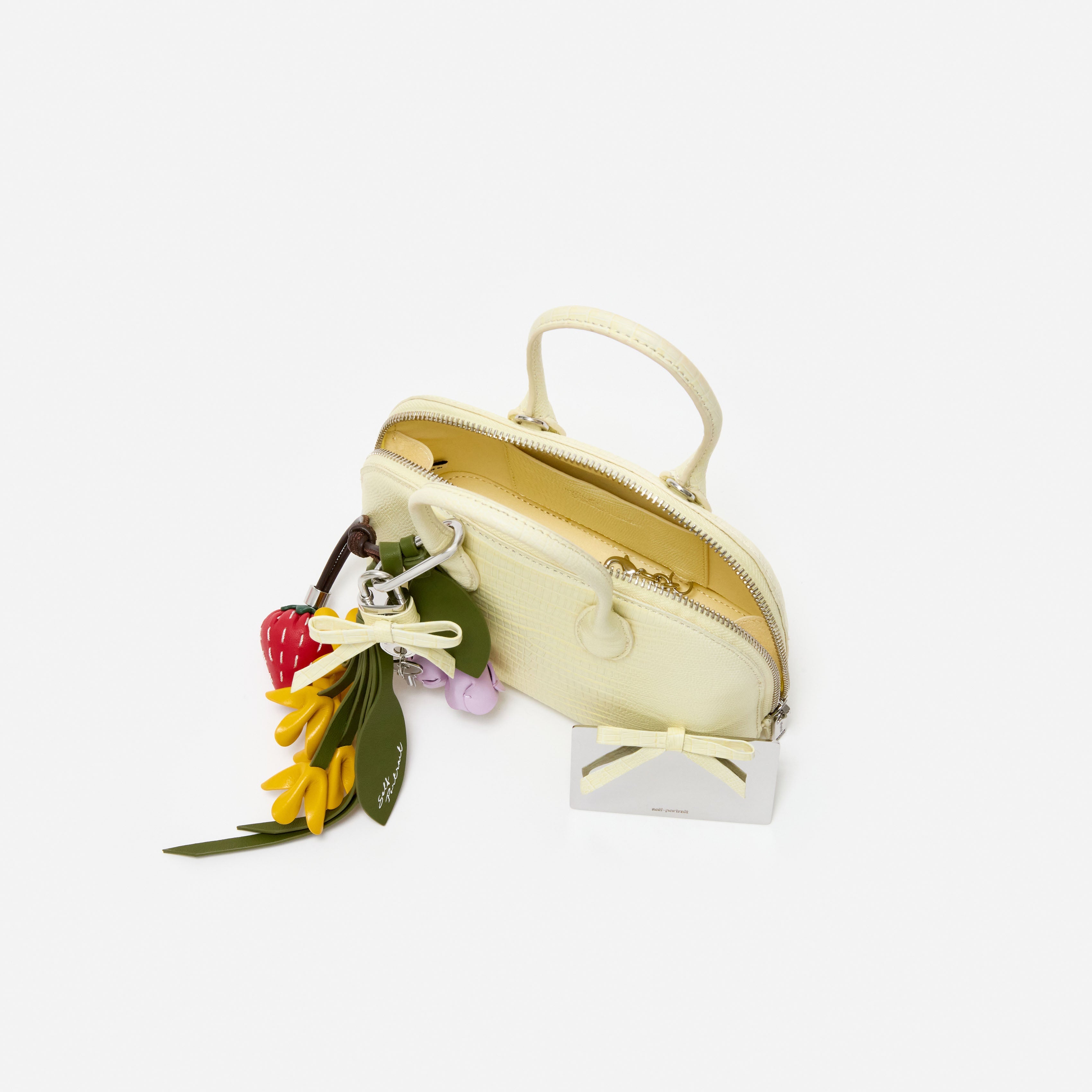 Embossed Leather Yellow Mini Bag – self-portrait-US
