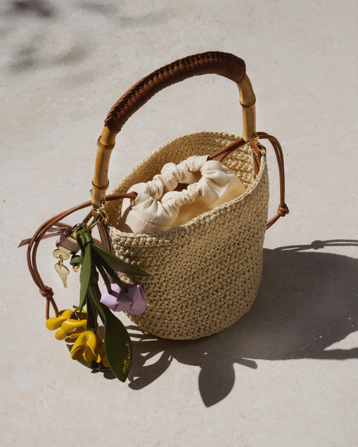 Soft Raffia Bucket Bag – self-portrait-US