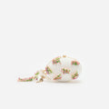 Cream Satin Pink Floral Beaded Oval Clutch