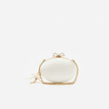 Cream Satin Oval Clutch