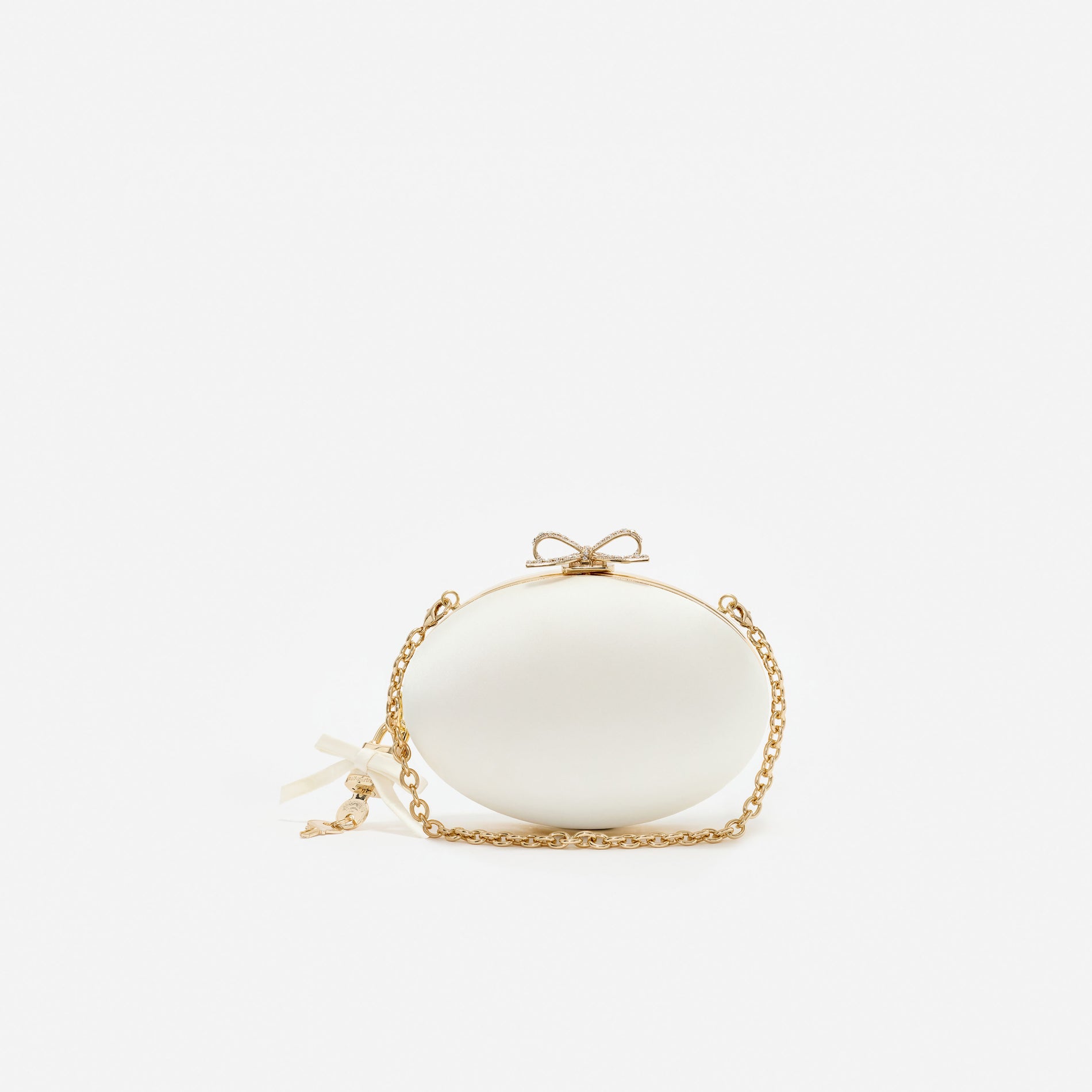 Cream Satin Oval Clutch
