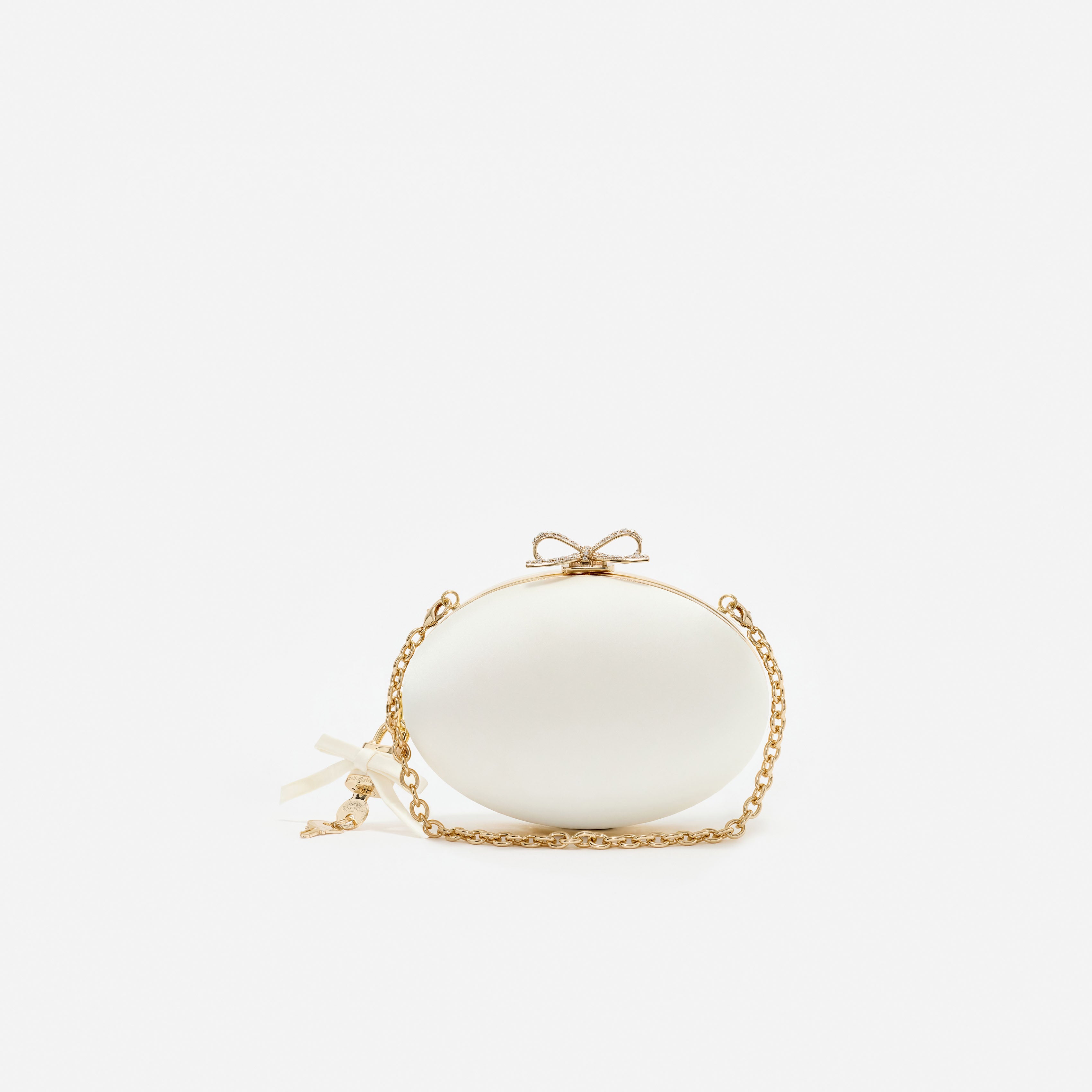 Cream Satin Oval Clutch