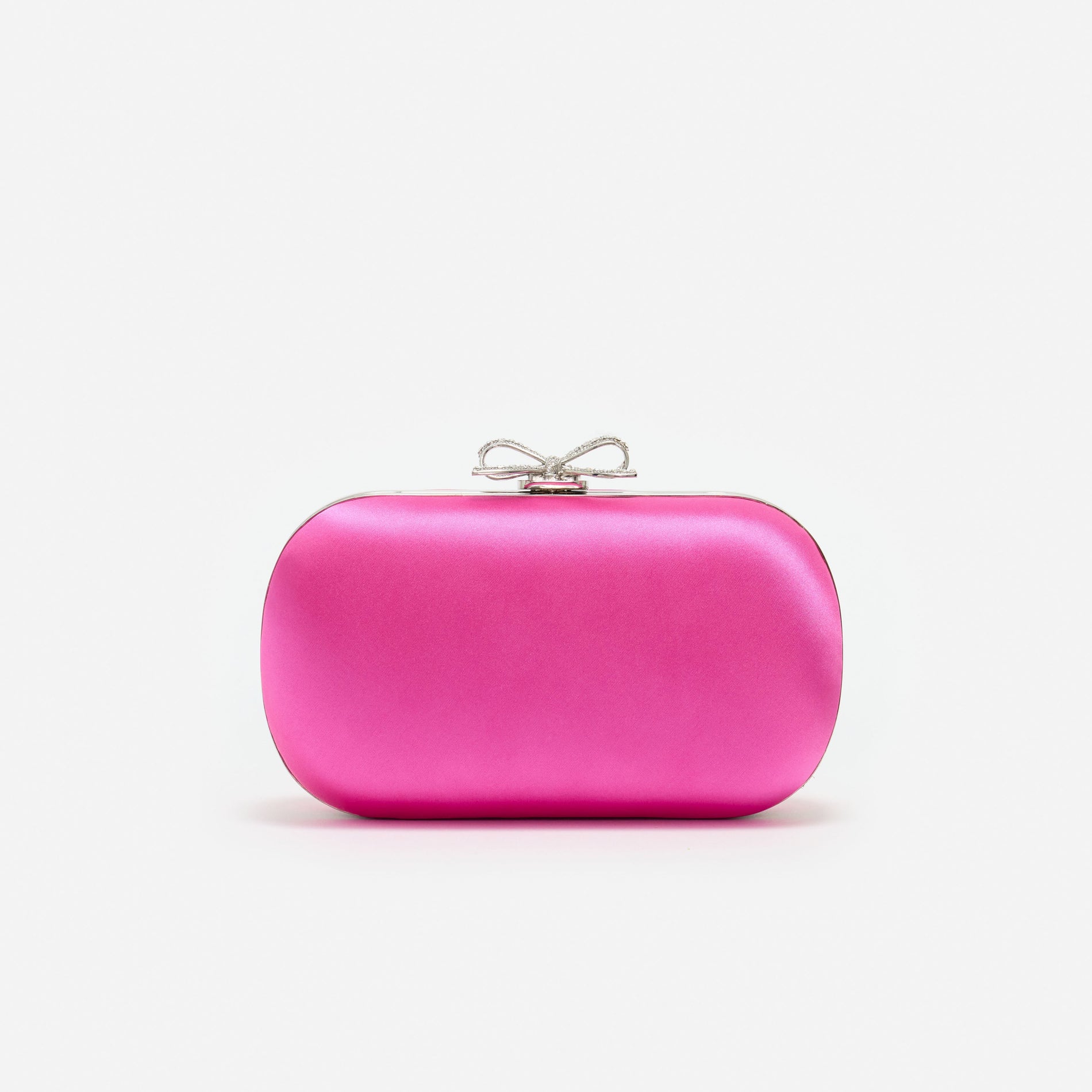 Bright Pink Satin Clutch Bag