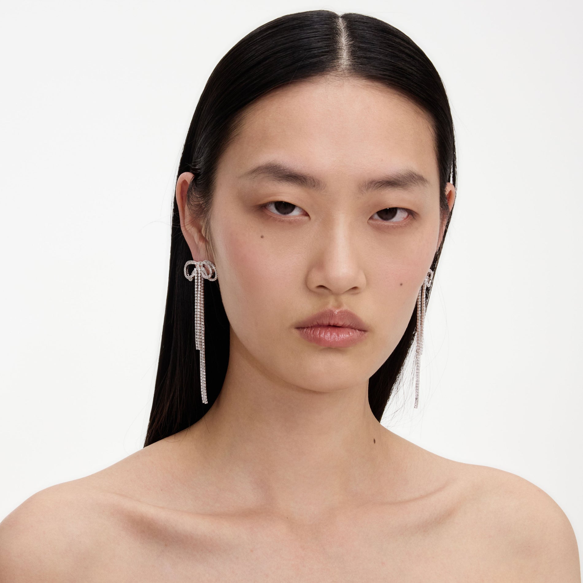 Double Crystal Bow Earrings