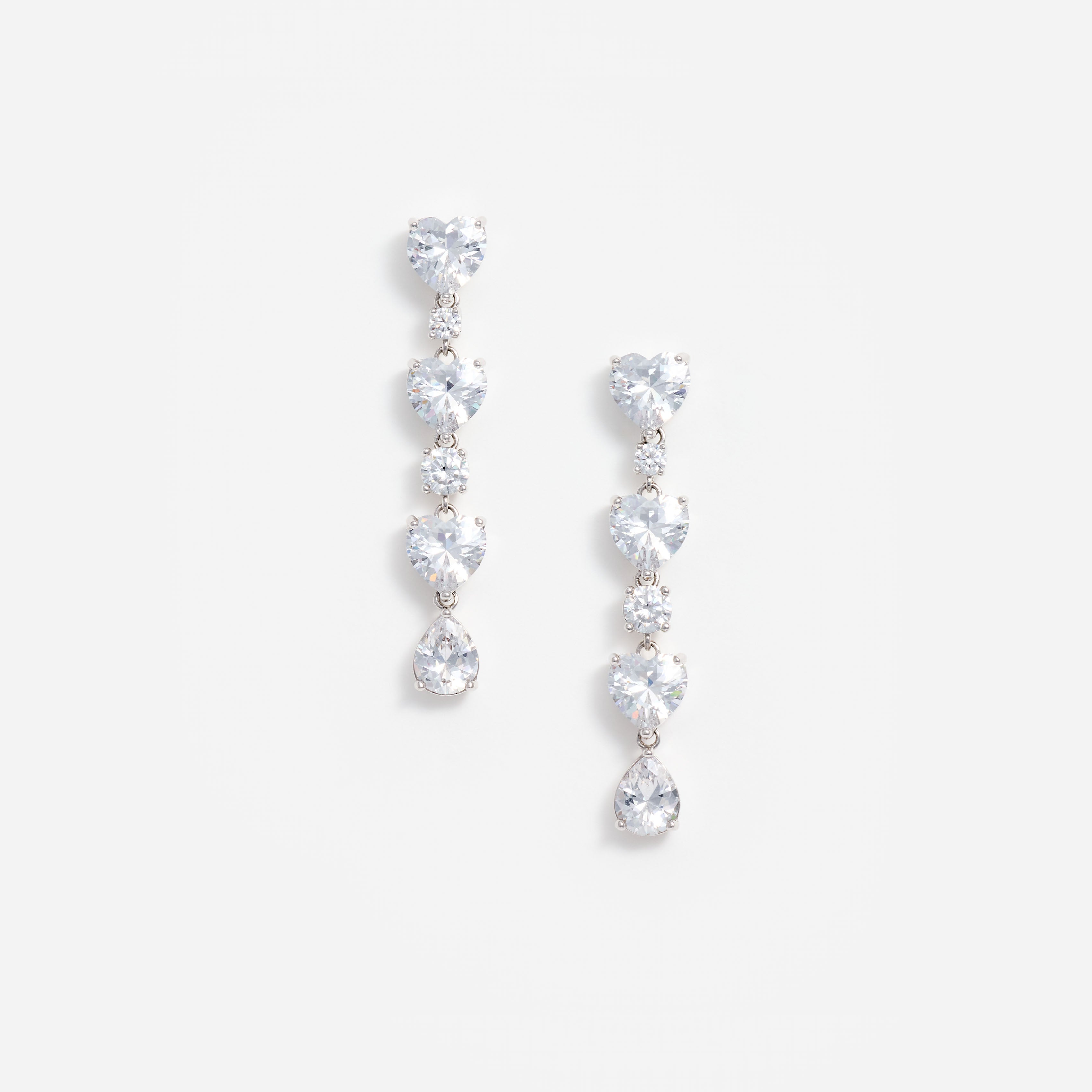 Crystal Heart Tiered Earrings