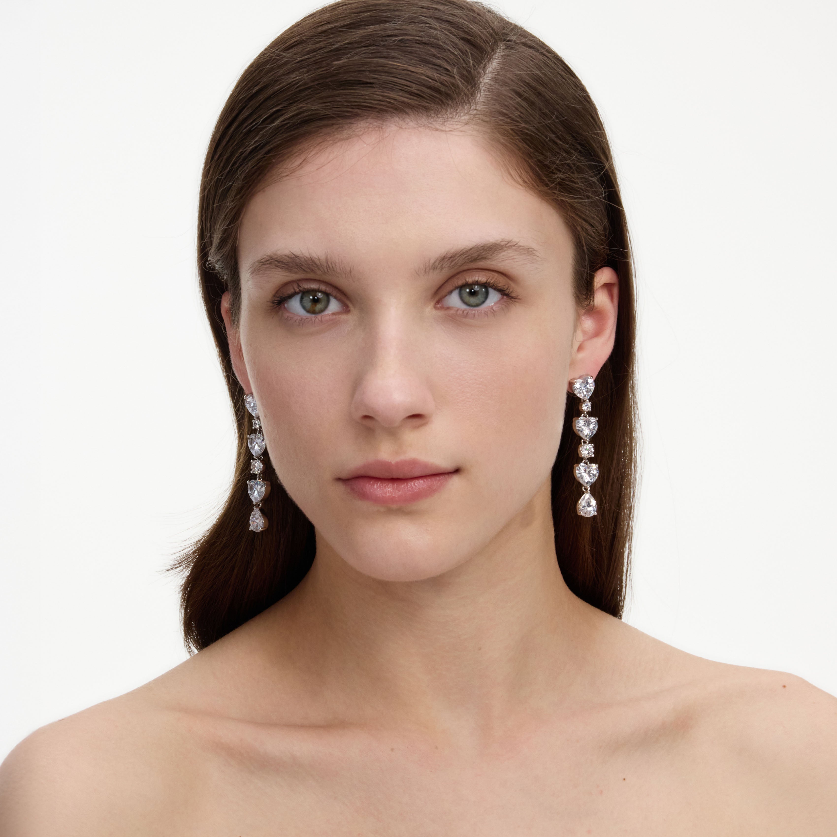 Crystal Heart Tiered Earrings